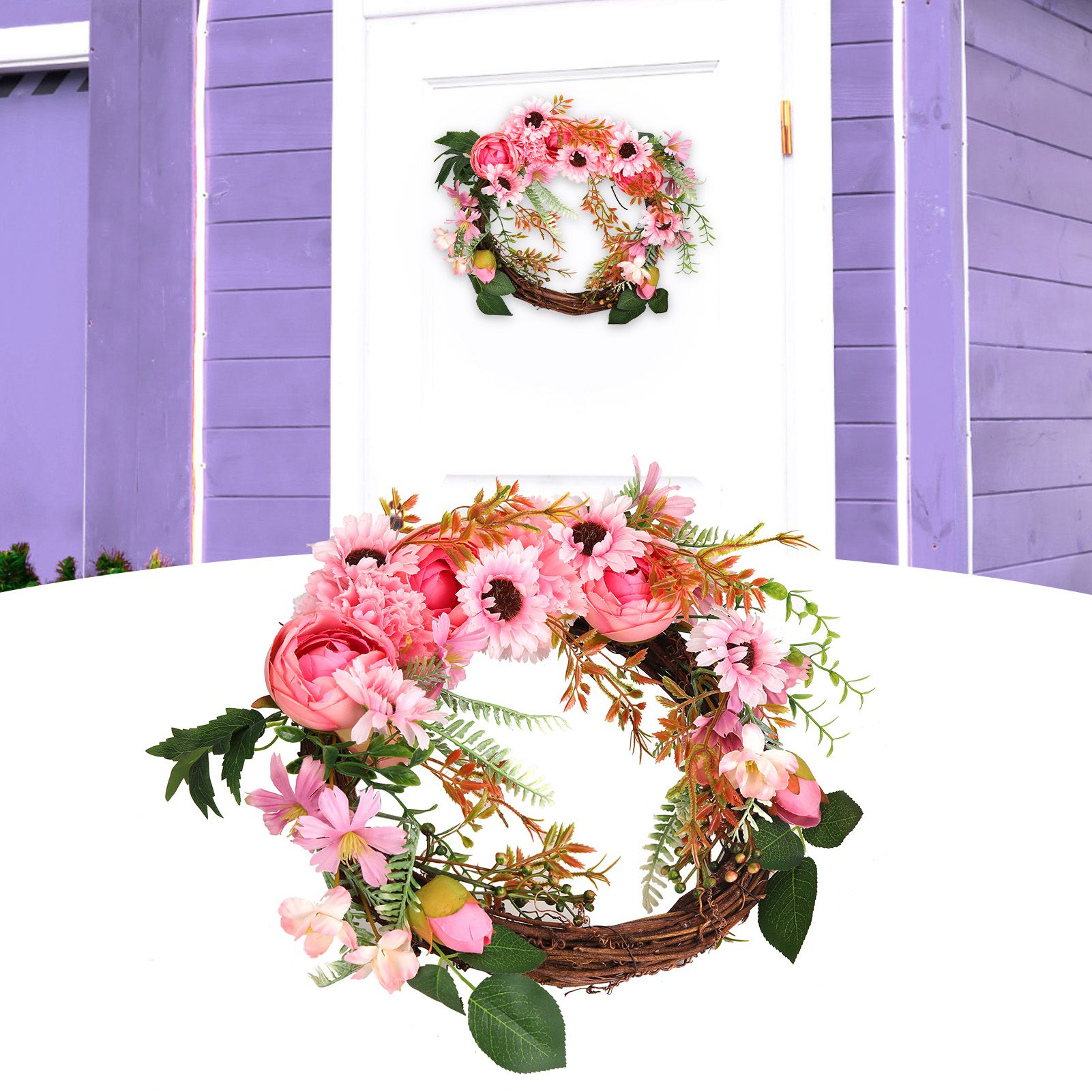 Artificial Flower Wreath Simulation Peony Door Hanging Garland Festivals Party view 11