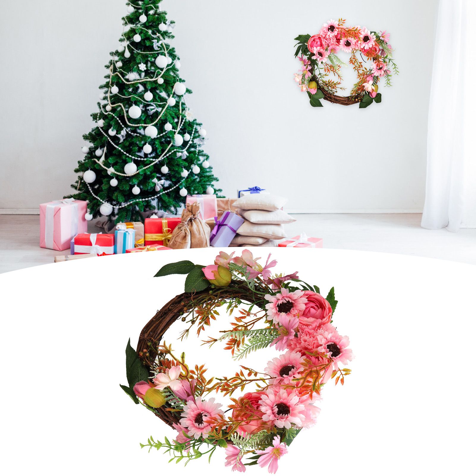 Artificial Flower Wreath Simulation Peony Door Hanging Garland Festivals Party view 12