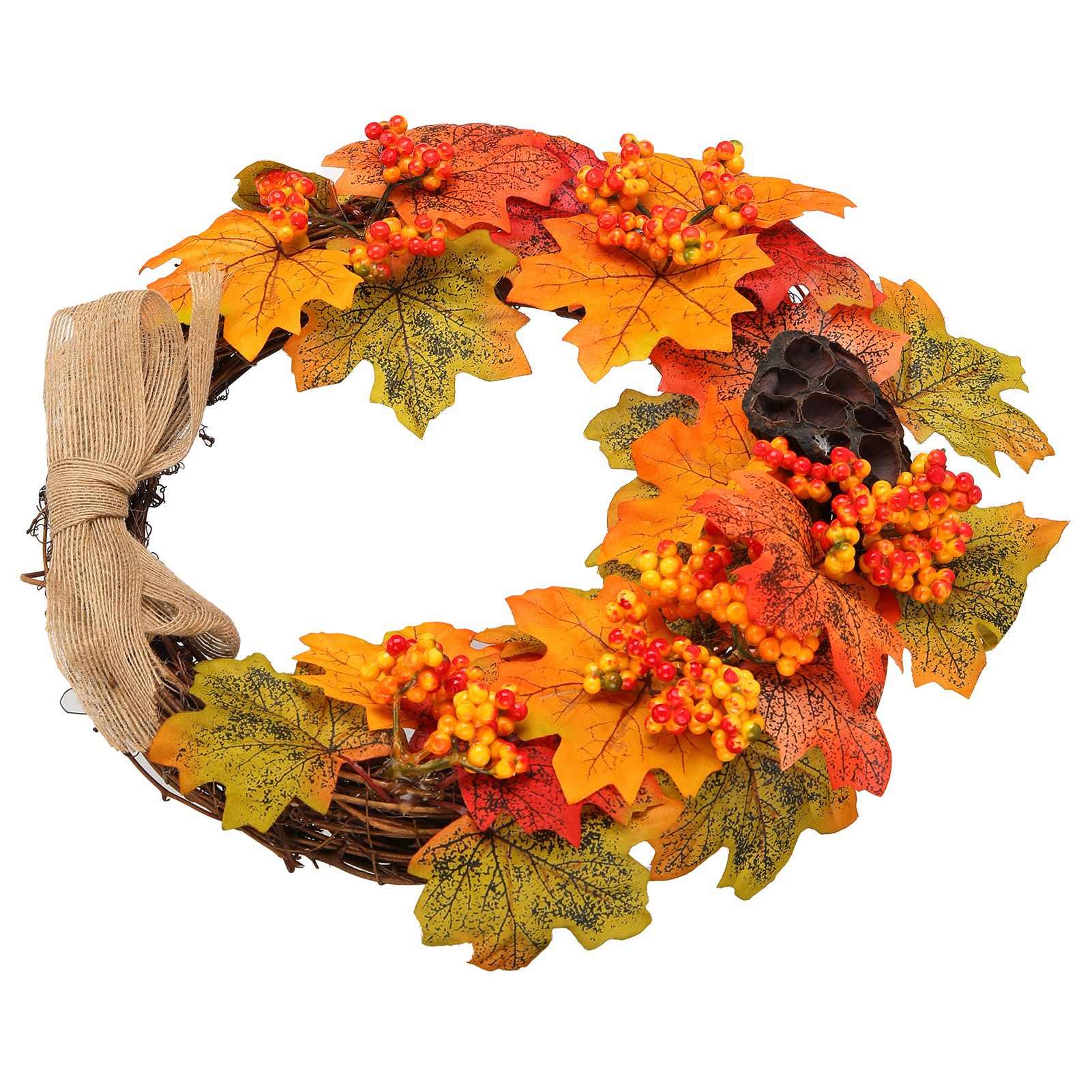 Artificial Fall Wreath Door Hanging Maple Leaf Wreath Garland Home Festival view 5