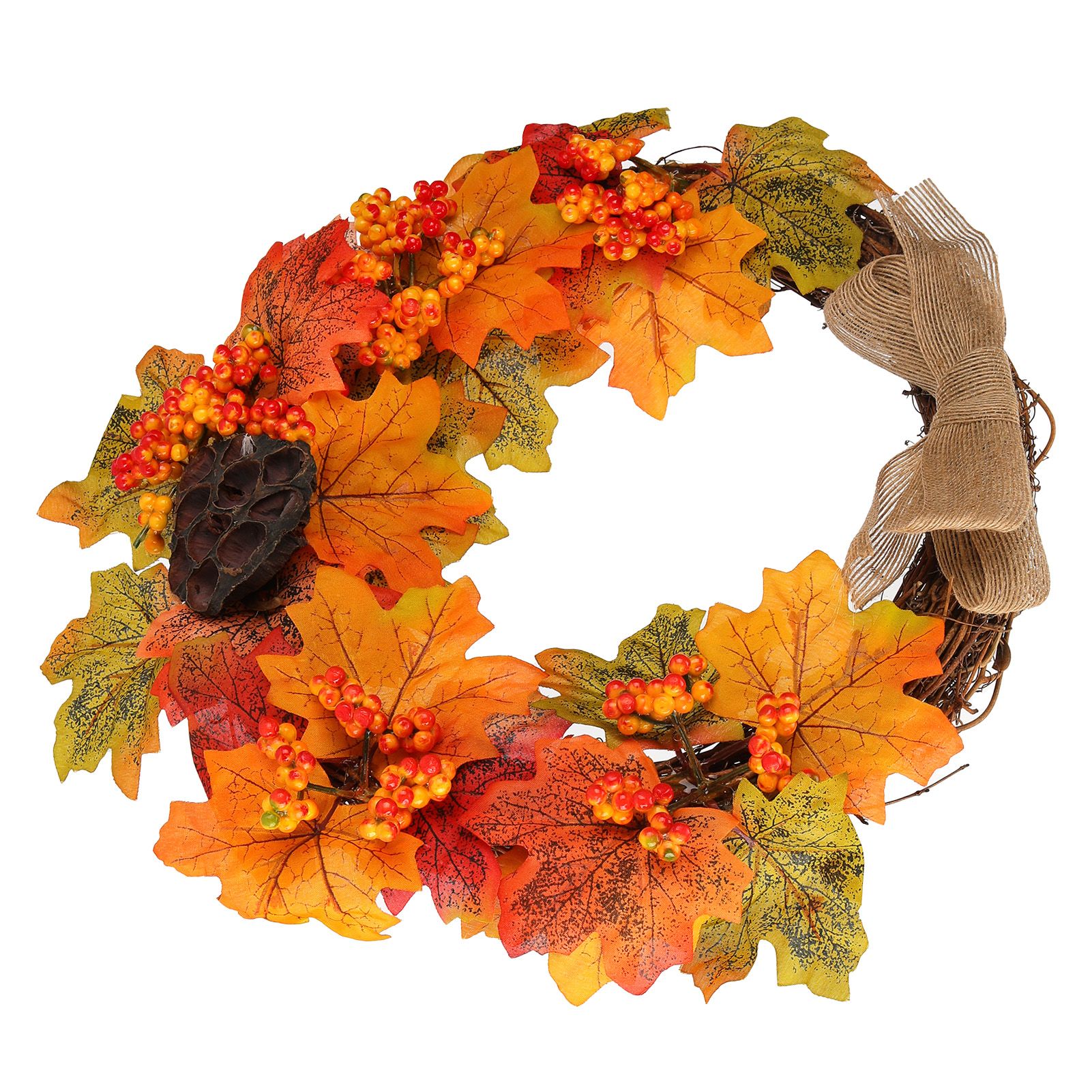Artificial Fall Wreath Door Hanging Maple Leaf Wreath Garland Home Festival view 9