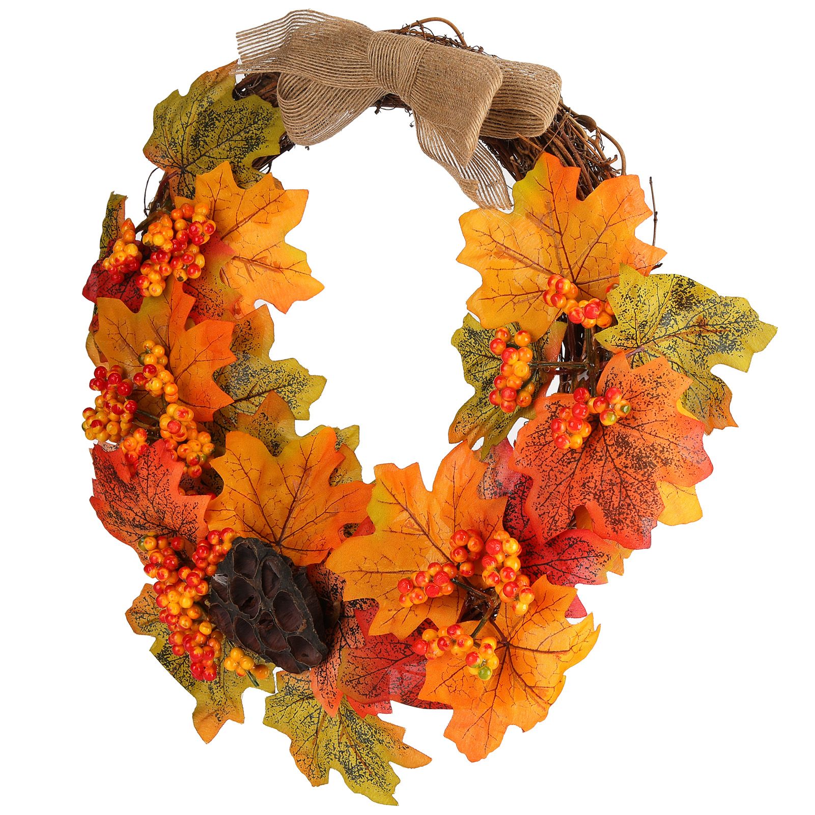 Artificial Fall Wreath Door Hanging Maple Leaf Wreath Garland Home Festival view 10