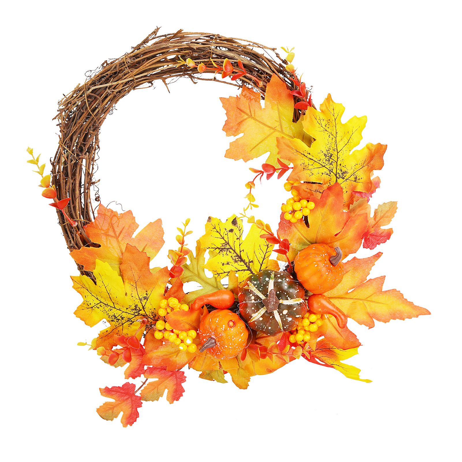 Artificial Leaf Pumpkin Wreath Door Window Fall Wreath for Halloween Christmas view 2