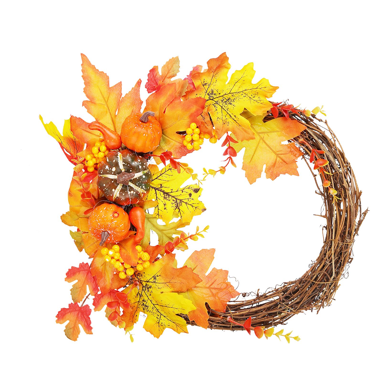 Artificial Leaf Pumpkin Wreath Door Window Fall Wreath for Halloween Christmas view 4