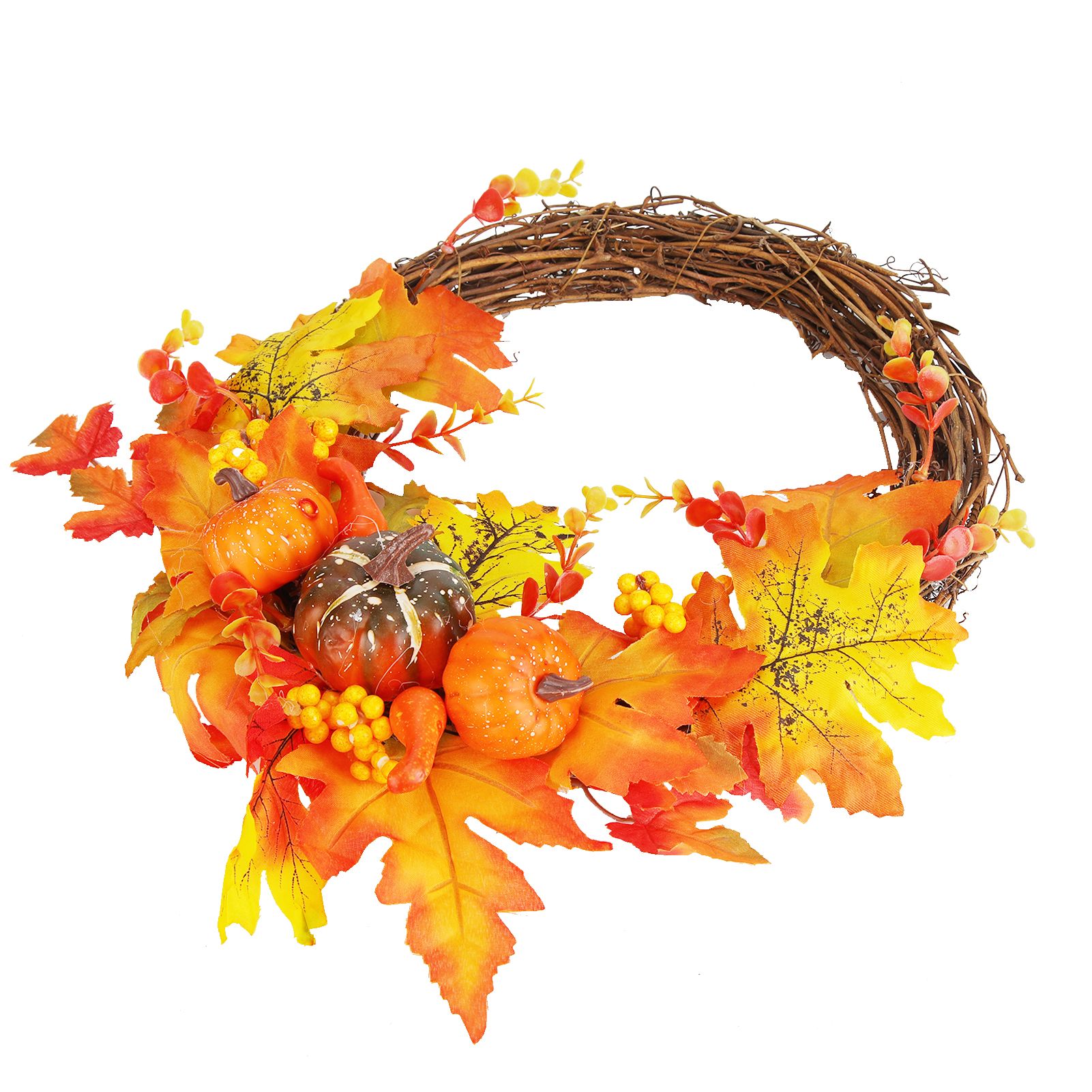 Artificial Leaf Pumpkin Wreath Door Window Fall Wreath for Halloween Christmas view 5