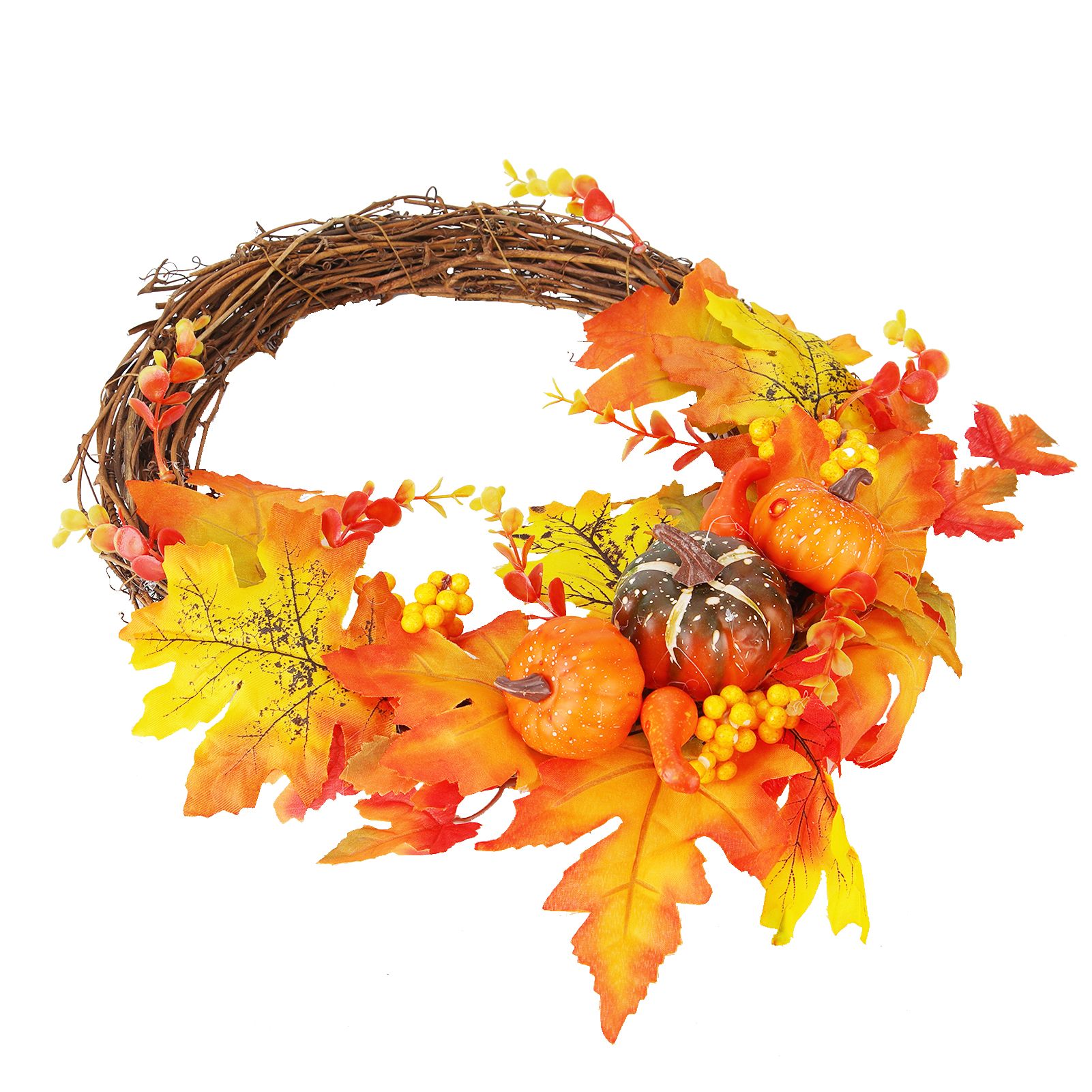 Artificial Leaf Pumpkin Wreath Door Window Fall Wreath for Halloween Christmas view 6
