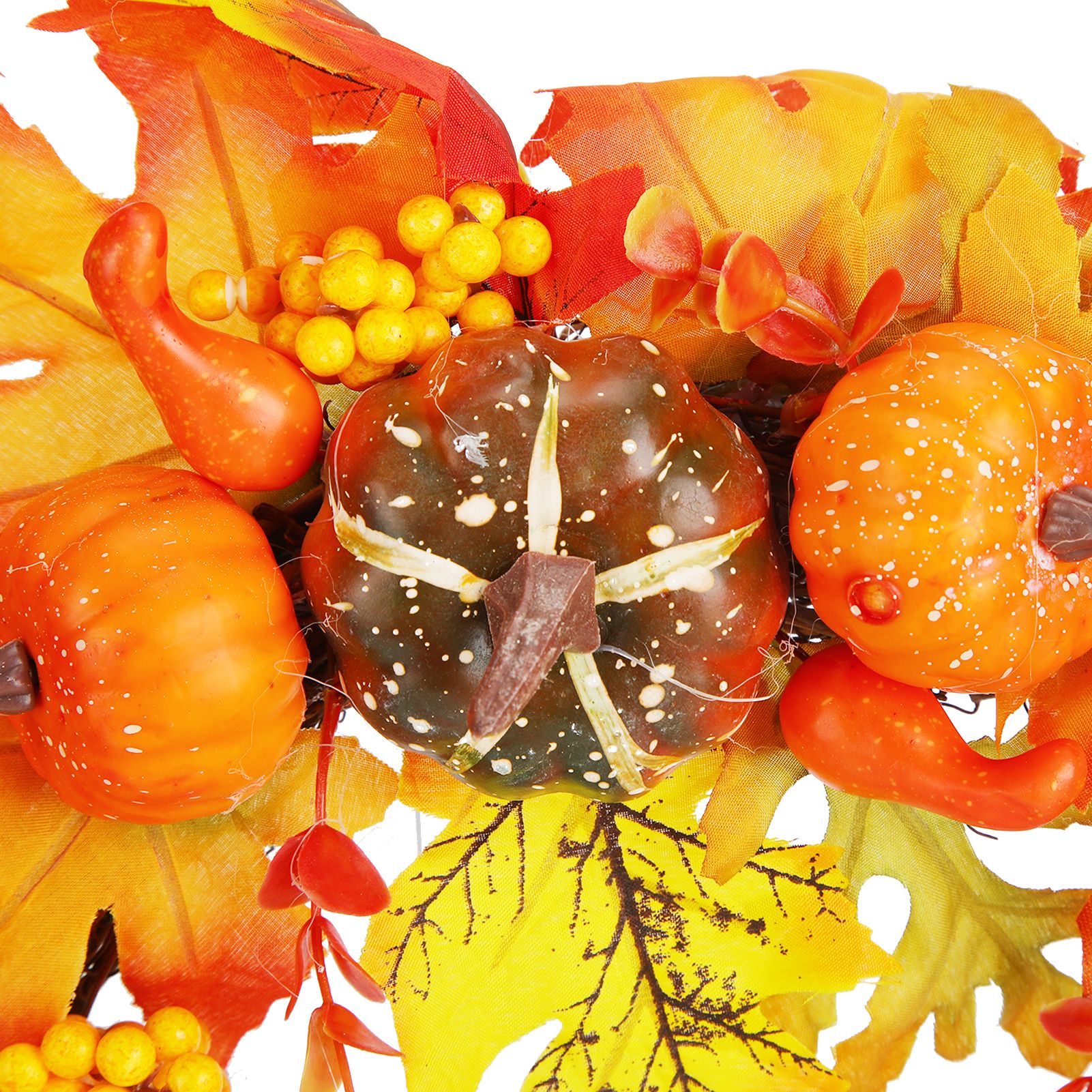 Artificial Leaf Pumpkin Wreath Door Window Fall Wreath for Halloween Christmas view 11