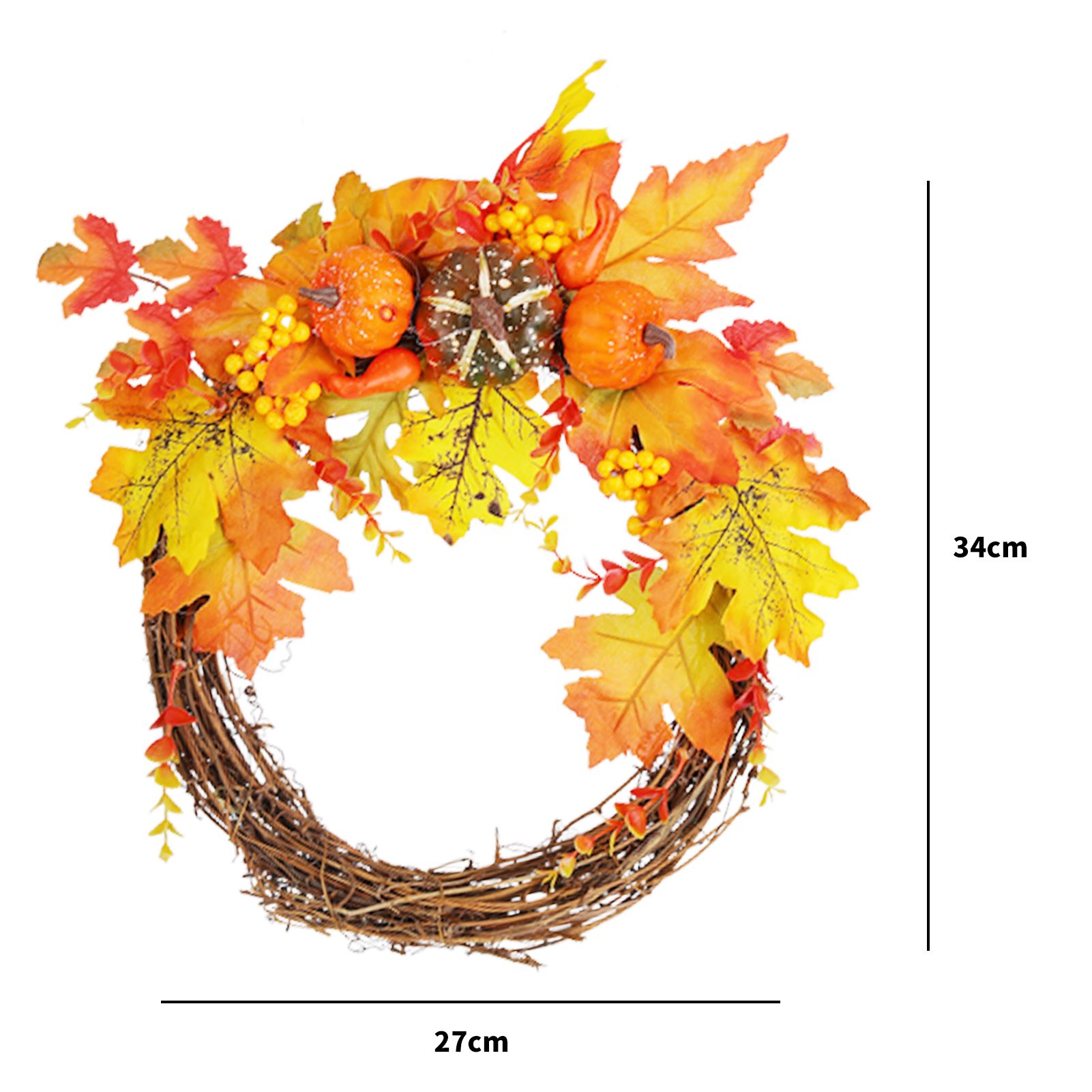 Artificial Leaf Pumpkin Wreath Door Window Fall Wreath for Halloween Christmas view 15