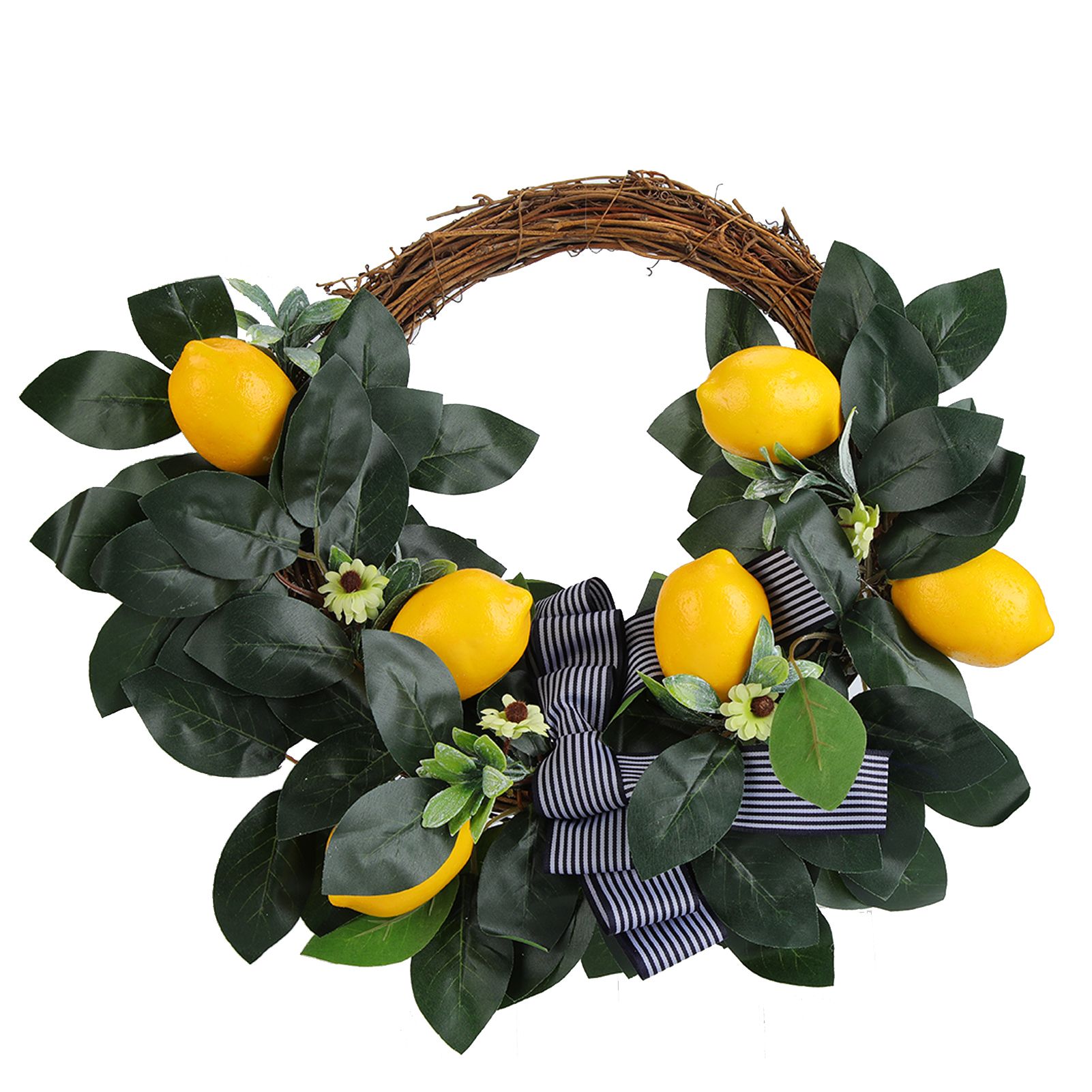 Artificial Lemon Daisy Flower Wreath Door Hanging Garland for Theme Party — image 1