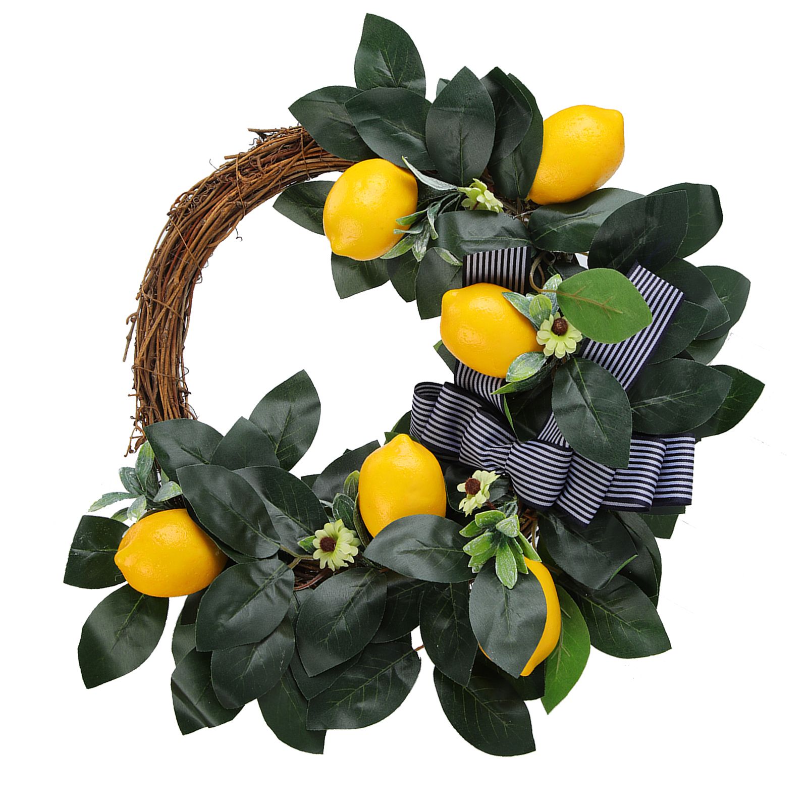 Artificial Lemon Daisy Flower Wreath Door Hanging Garland for Theme Party view 2