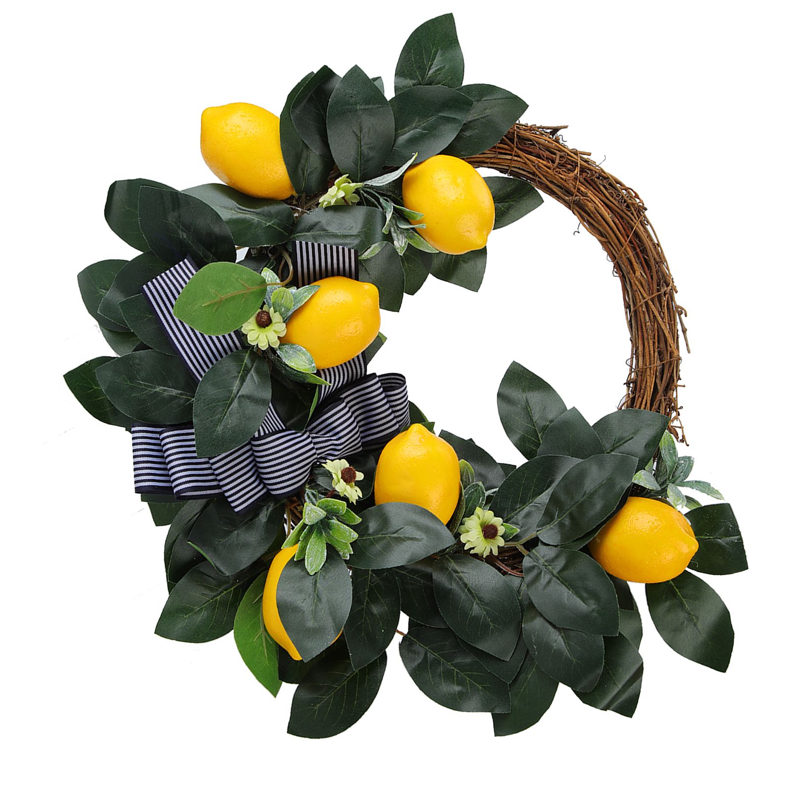 Artificial Lemon Daisy Flower Wreath Door Hanging Garland for Theme Party view 3