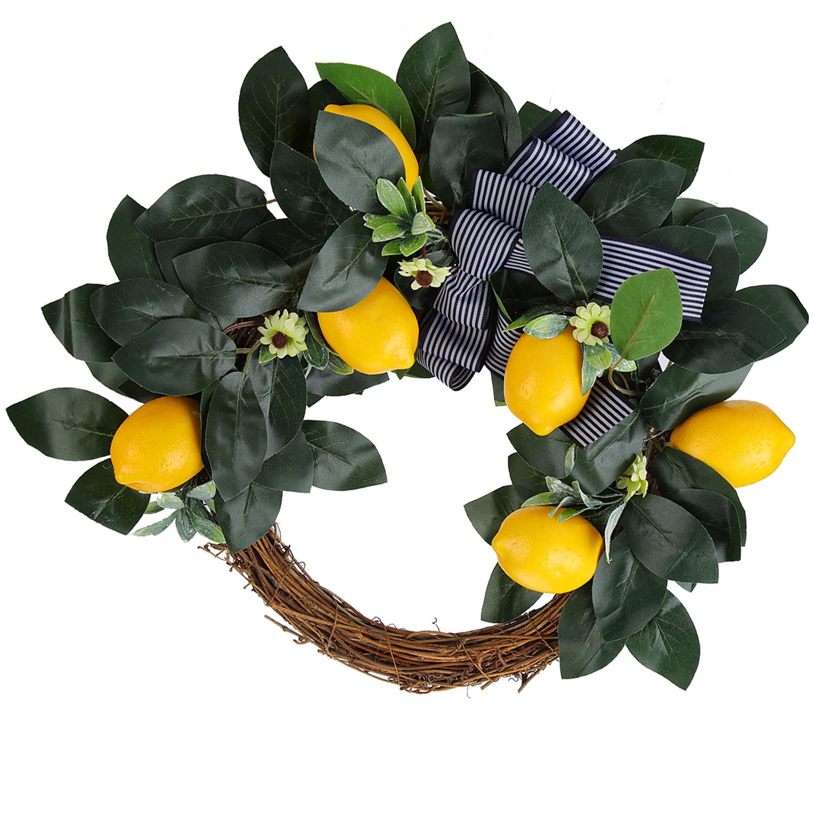 Artificial Lemon Daisy Flower Wreath Door Hanging Garland for Theme Party view 4