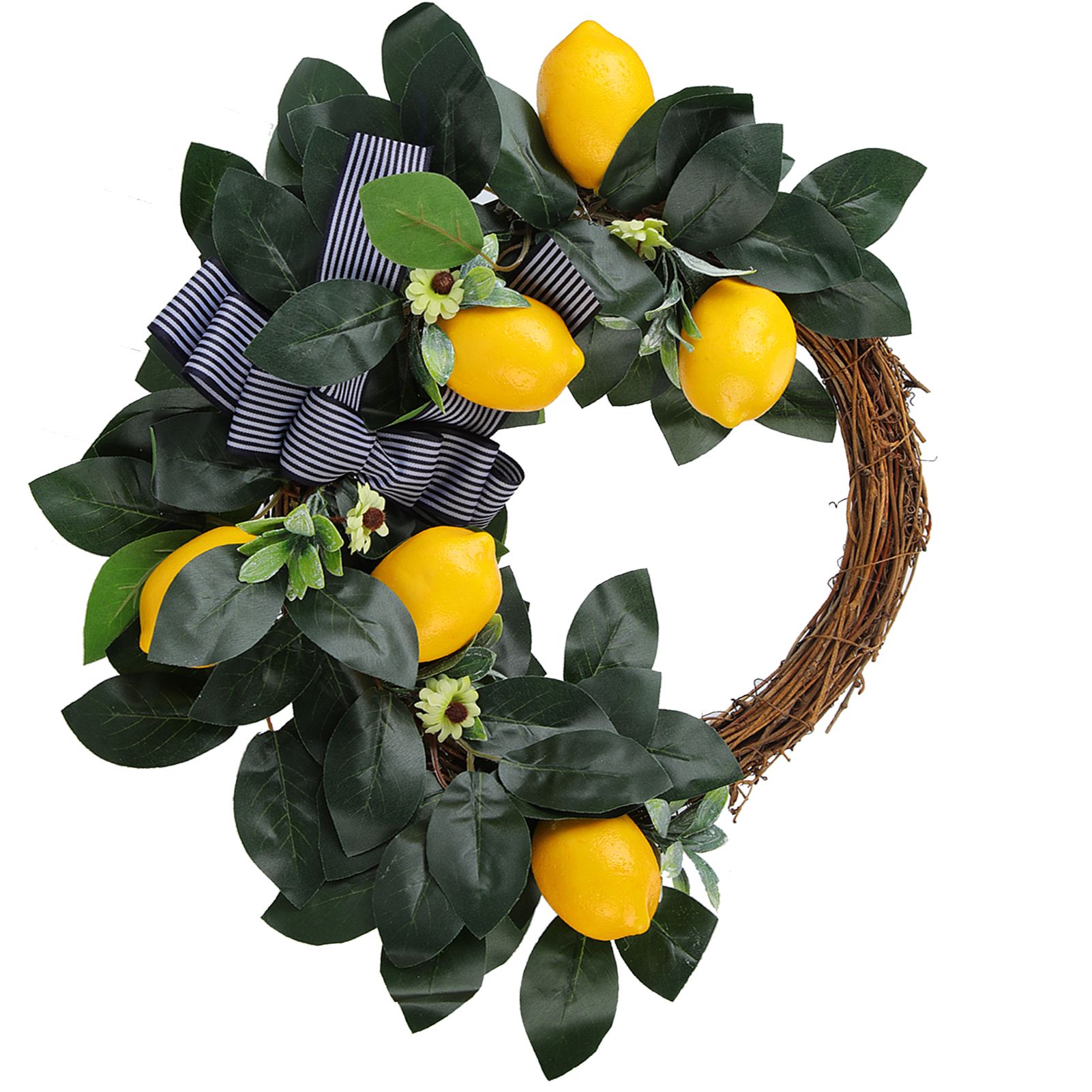 Artificial Lemon Daisy Flower Wreath Door Hanging Garland for Theme Party view 5