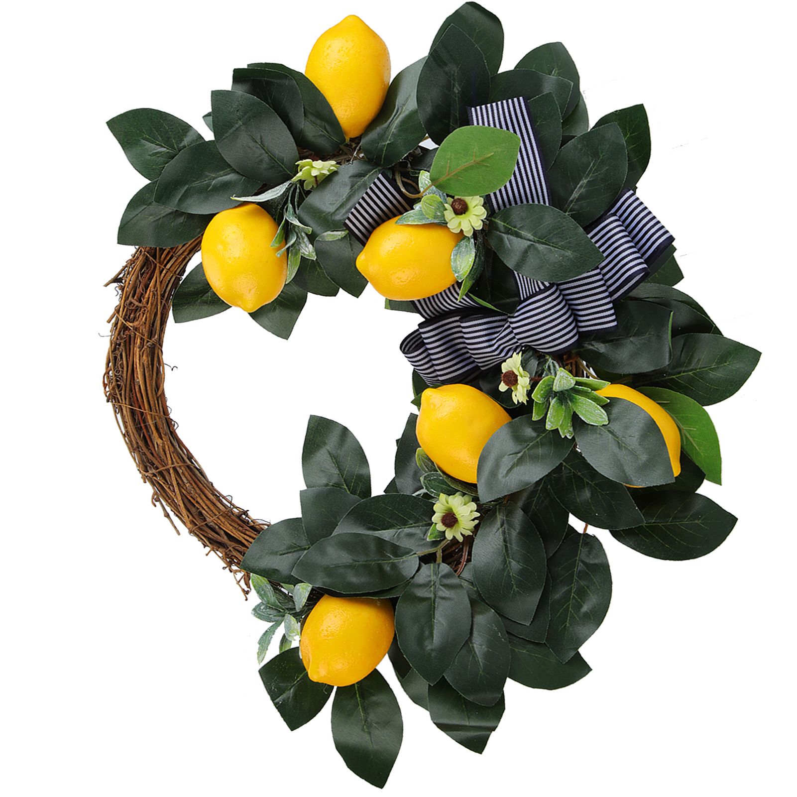 Artificial Lemon Daisy Flower Wreath Door Hanging Garland for Theme Party view 6