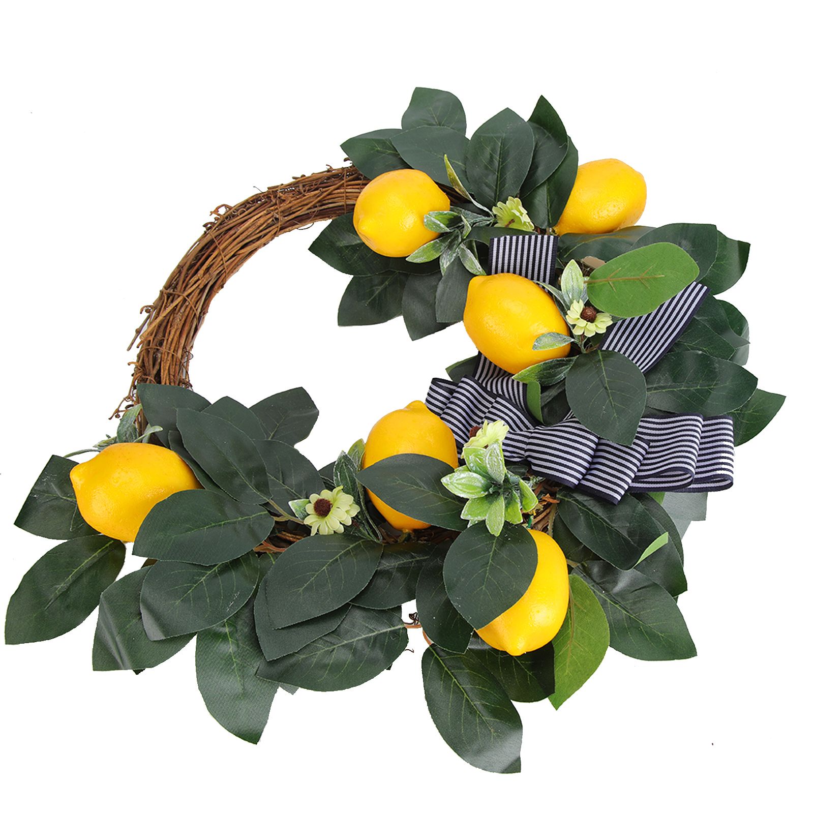 Artificial Lemon Daisy Flower Wreath Door Hanging Garland for Theme Party view 7