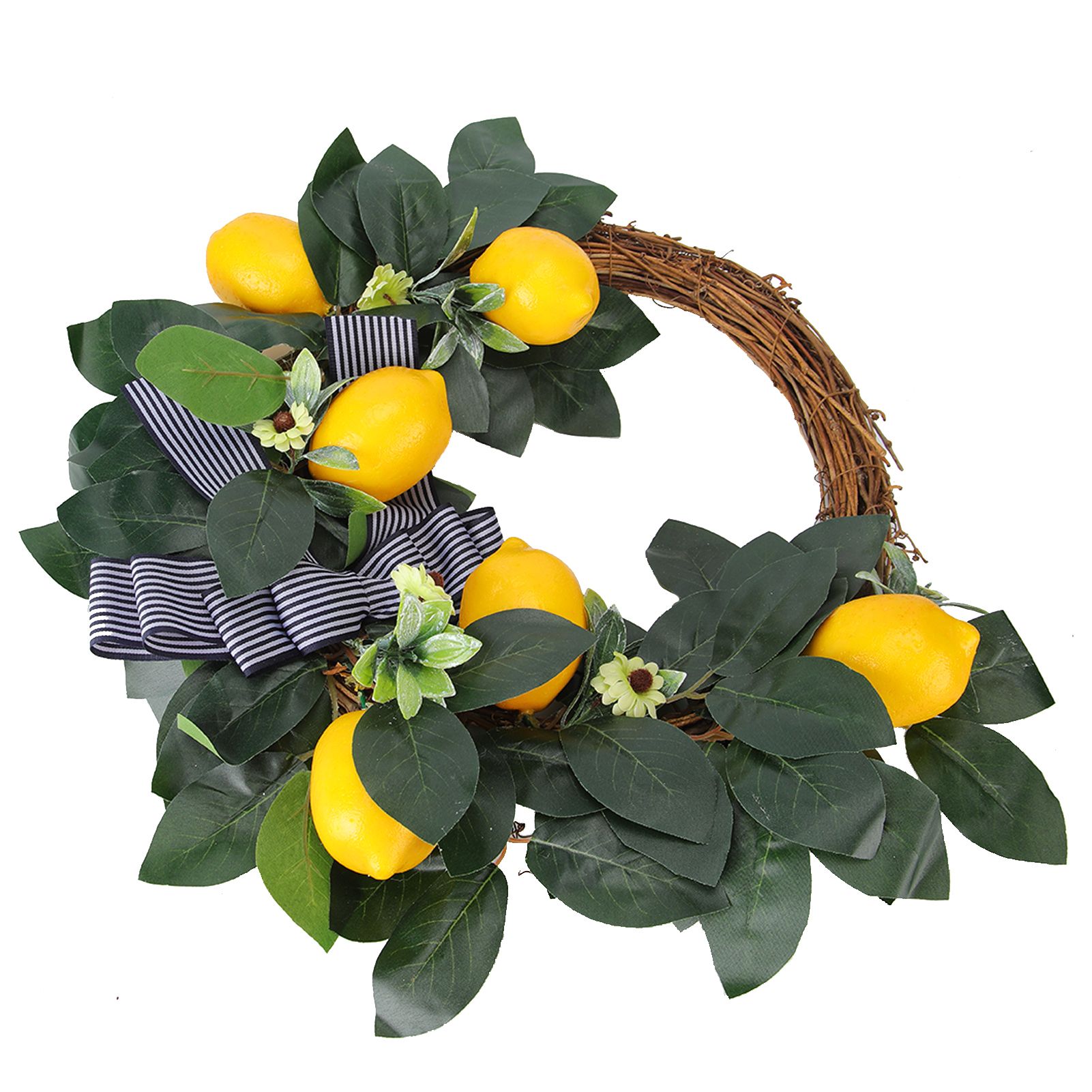Artificial Lemon Daisy Flower Wreath Door Hanging Garland for Theme Party view 8