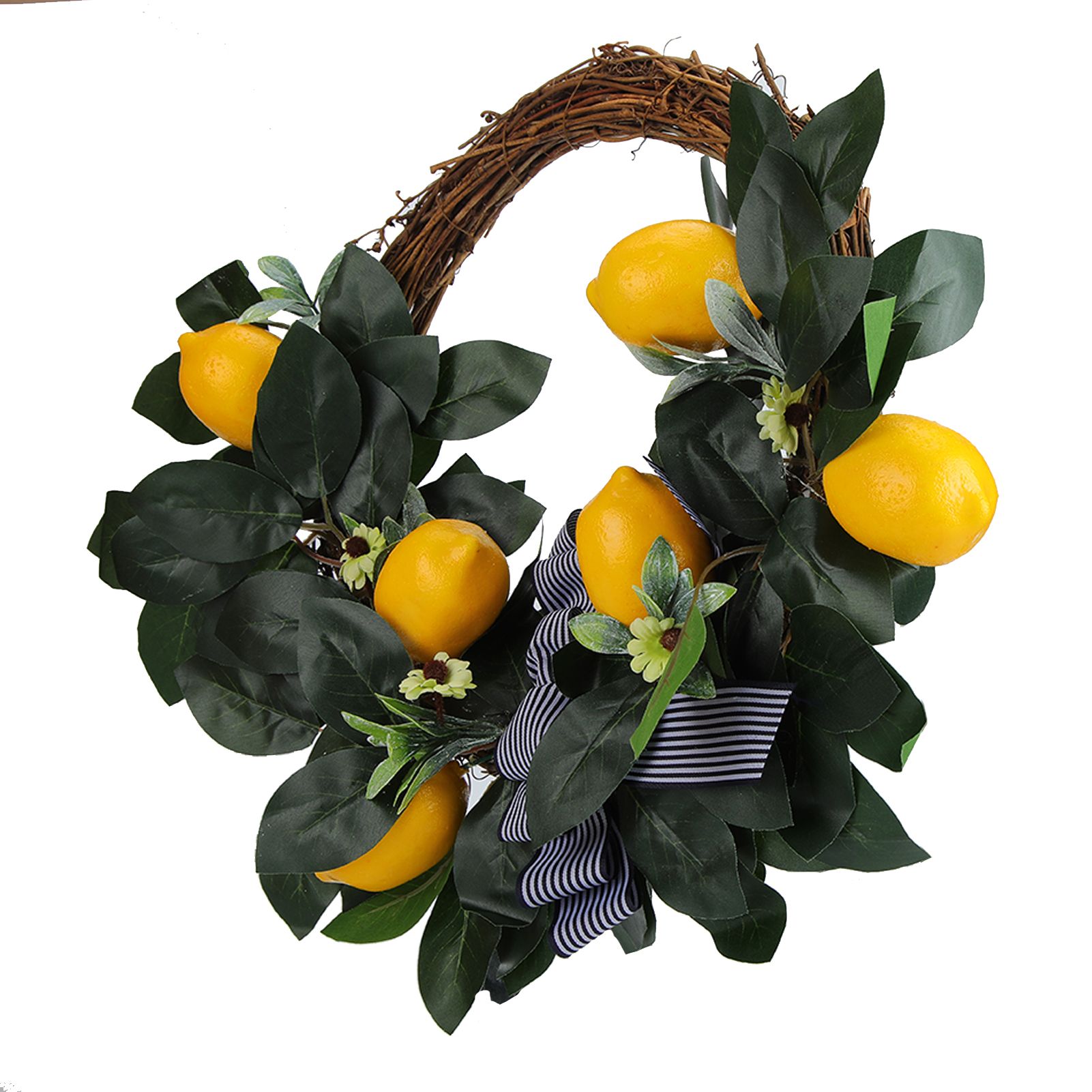 Artificial Lemon Daisy Flower Wreath Door Hanging Garland for Theme Party view 9