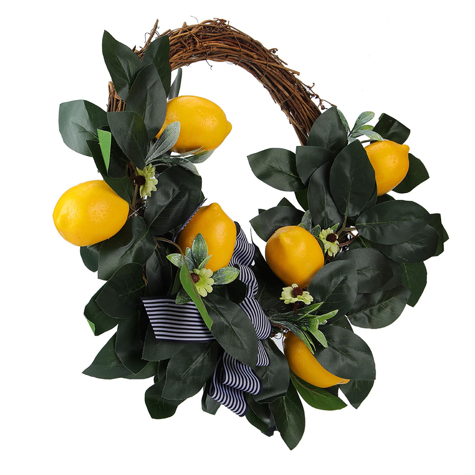 Artificial Lemon Daisy Flower Wreath Door Hanging Garland for Theme Party view 10