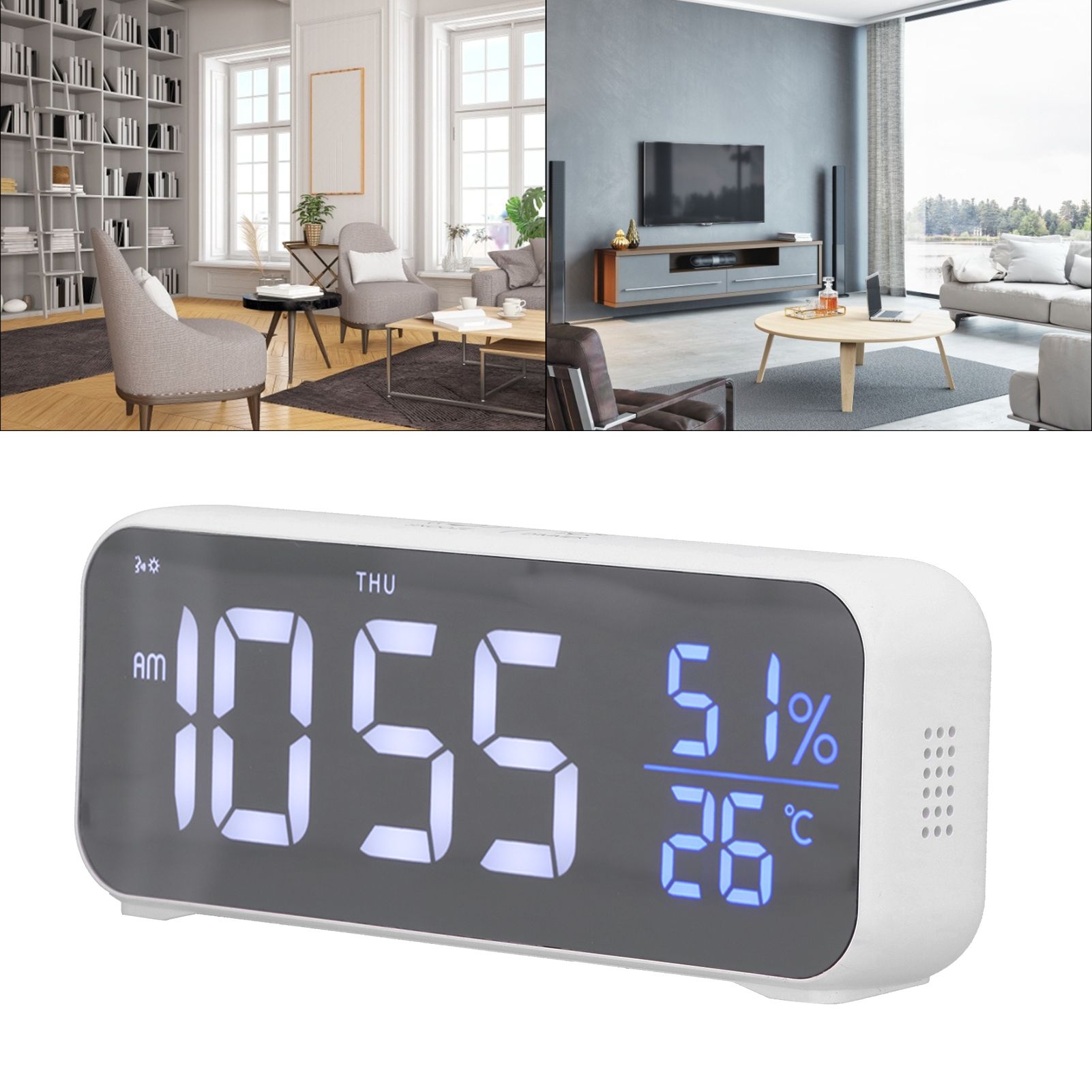 Digital Alarm Clock LED Digital Music Alarm Clock USB Charging Electronic view 12