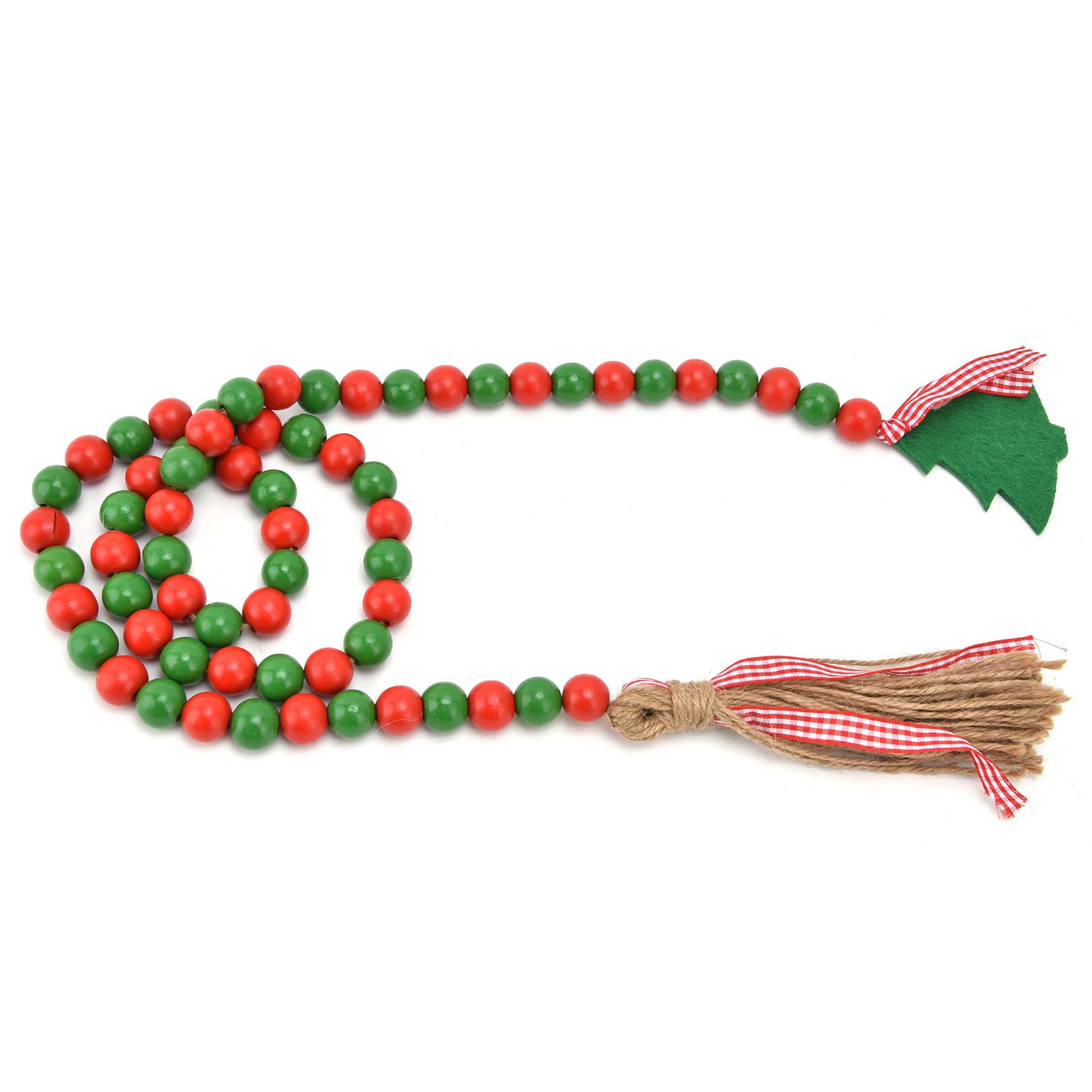 Wood Bead Garland Christmas Tree Tassel Wooden Bead Ornaments for Home view 3