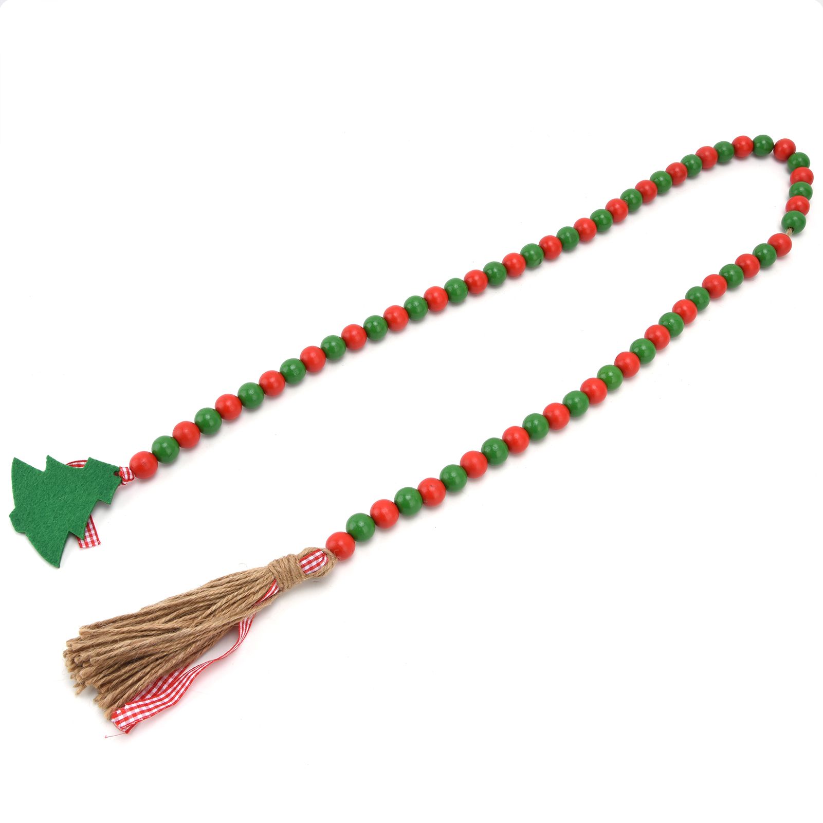 Wood Bead Garland Christmas Tree Tassel Wooden Bead Ornaments for Home view 4