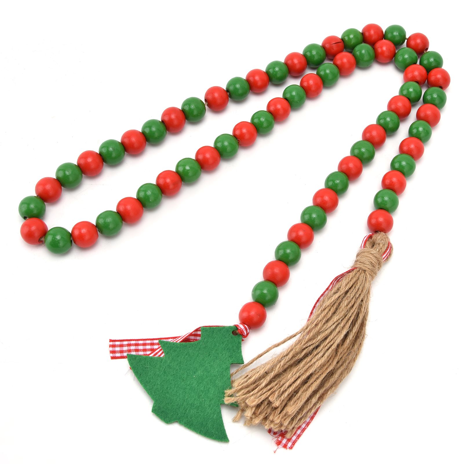 Wood Bead Garland Christmas Tree Tassel Wooden Bead Ornaments for Home view 5
