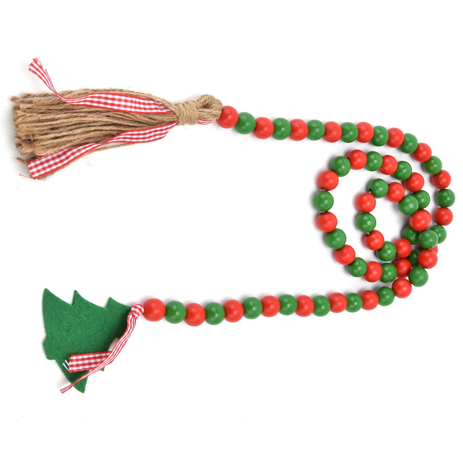 Wood Bead Garland Christmas Tree Tassel Wooden Bead Ornaments for Home view 6
