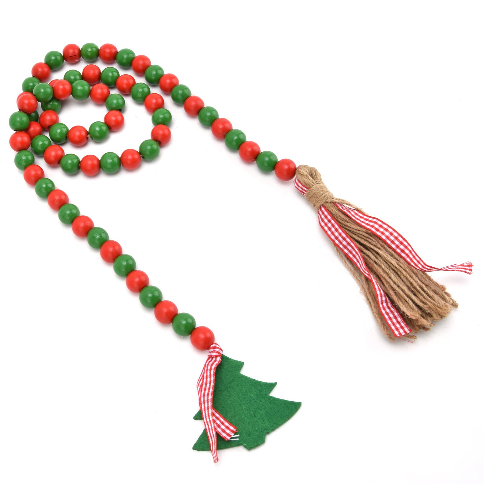 Wood Bead Garland Christmas Tree Tassel Wooden Bead Ornaments for Home view 7