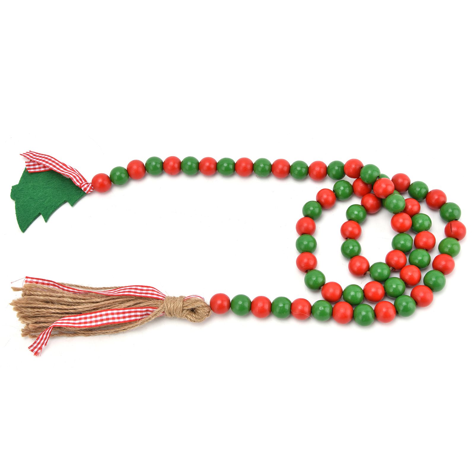 Wood Bead Garland Christmas Tree Tassel Wooden Bead Ornaments for Home view 8