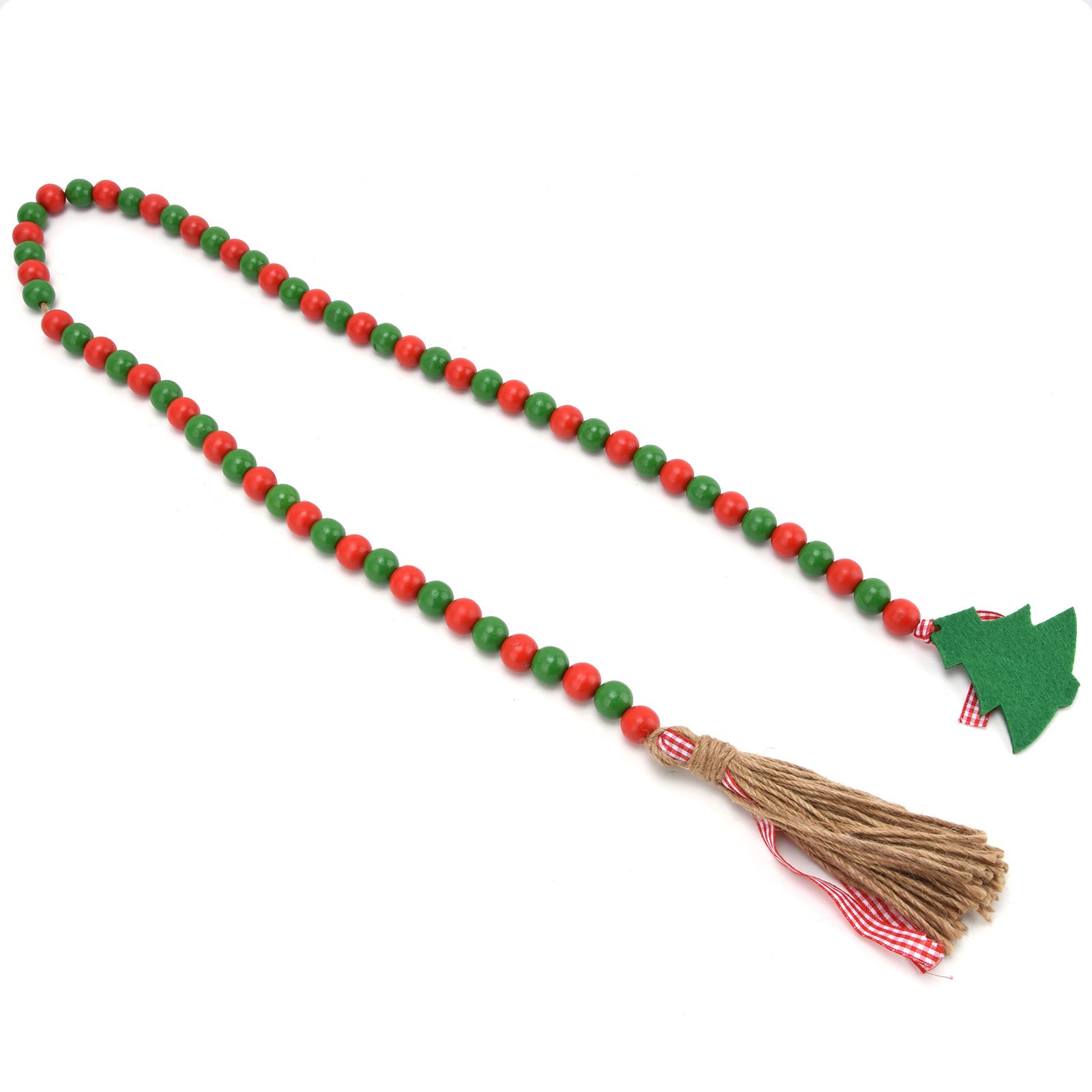 Wood Bead Garland Christmas Tree Tassel Wooden Bead Ornaments for Home view 9