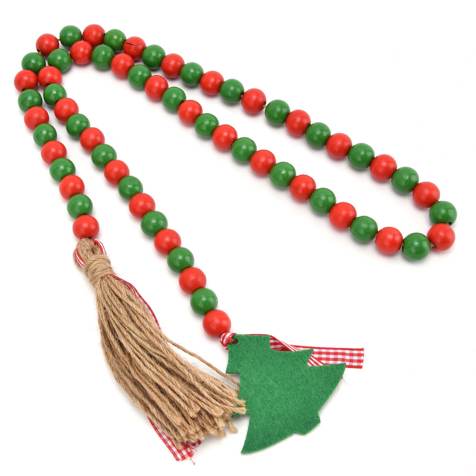 Wood Bead Garland Christmas Tree Tassel Wooden Bead Ornaments for Home view 10