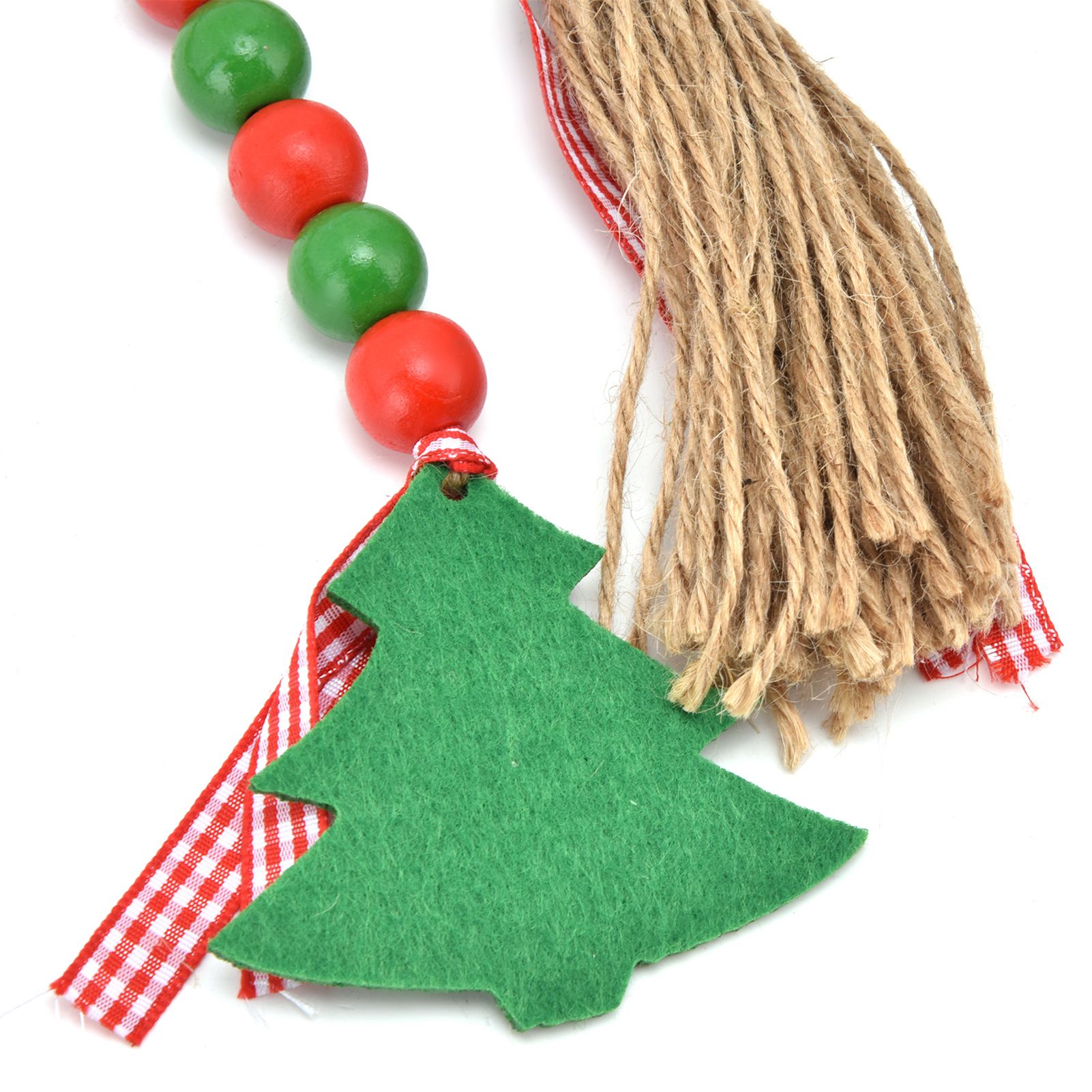 Wood Bead Garland Christmas Tree Tassel Wooden Bead Ornaments for Home view 13