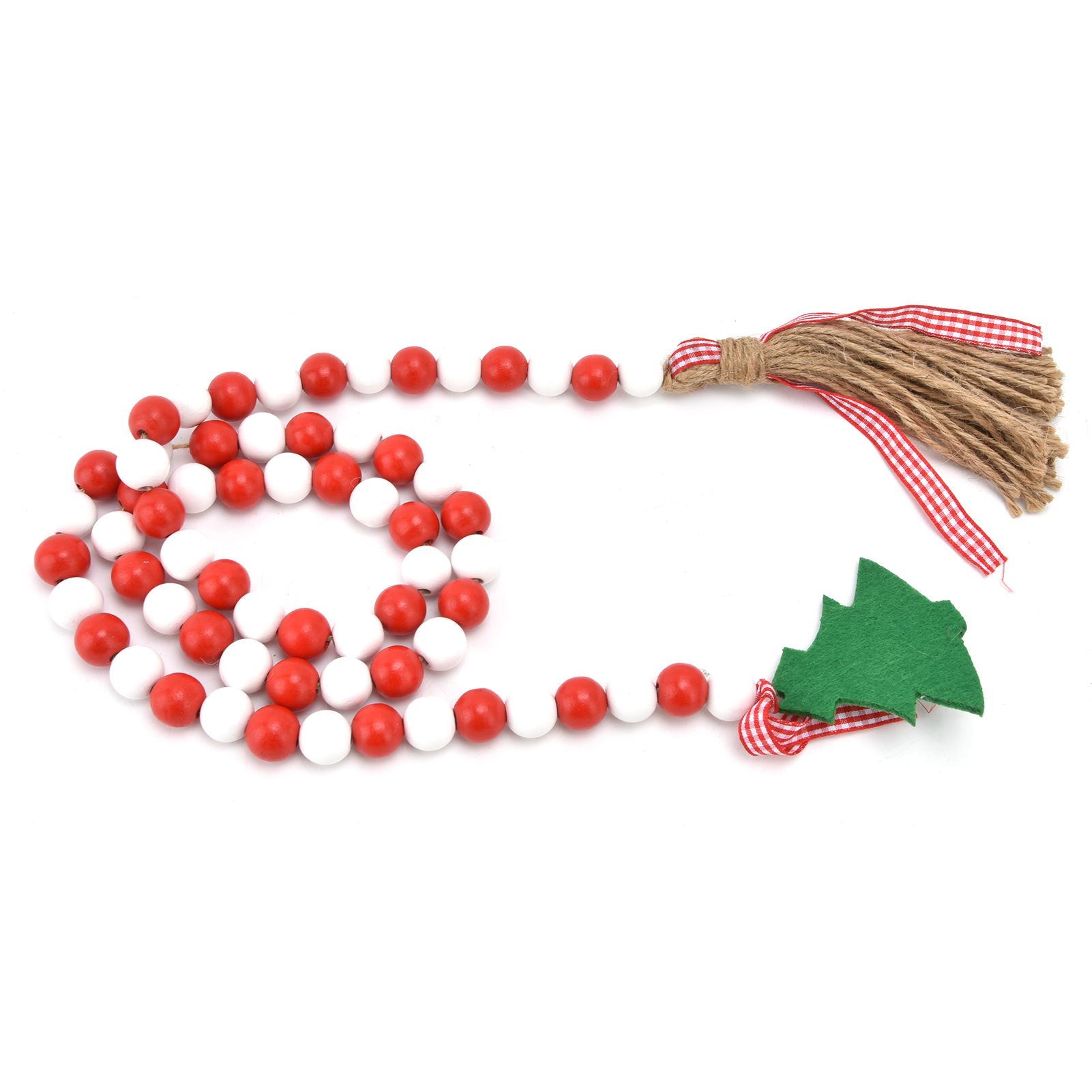 Wood Bead Garland Christmas Tree Tassel Wooden Bead Ornaments for Home view 3