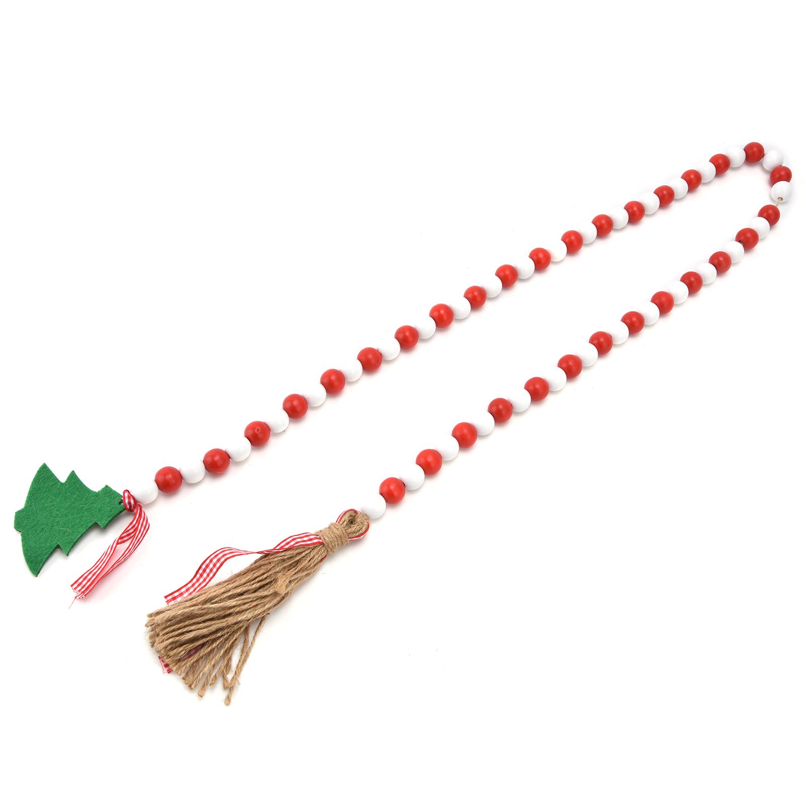 Wood Bead Garland Christmas Tree Tassel Wooden Bead Ornaments for Home view 4