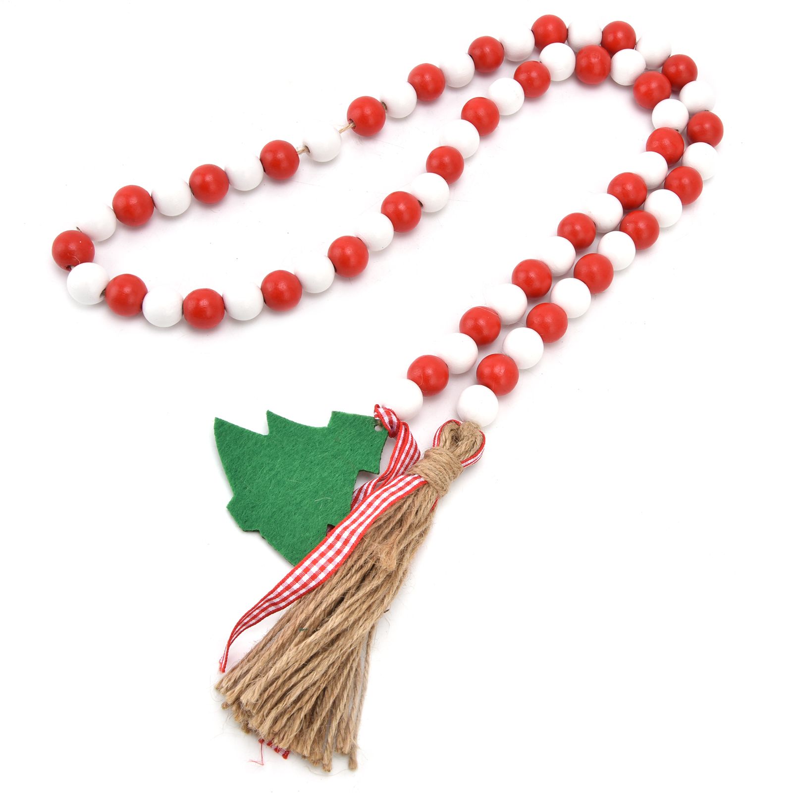 Wood Bead Garland Christmas Tree Tassel Wooden Bead Ornaments for Home view 5
