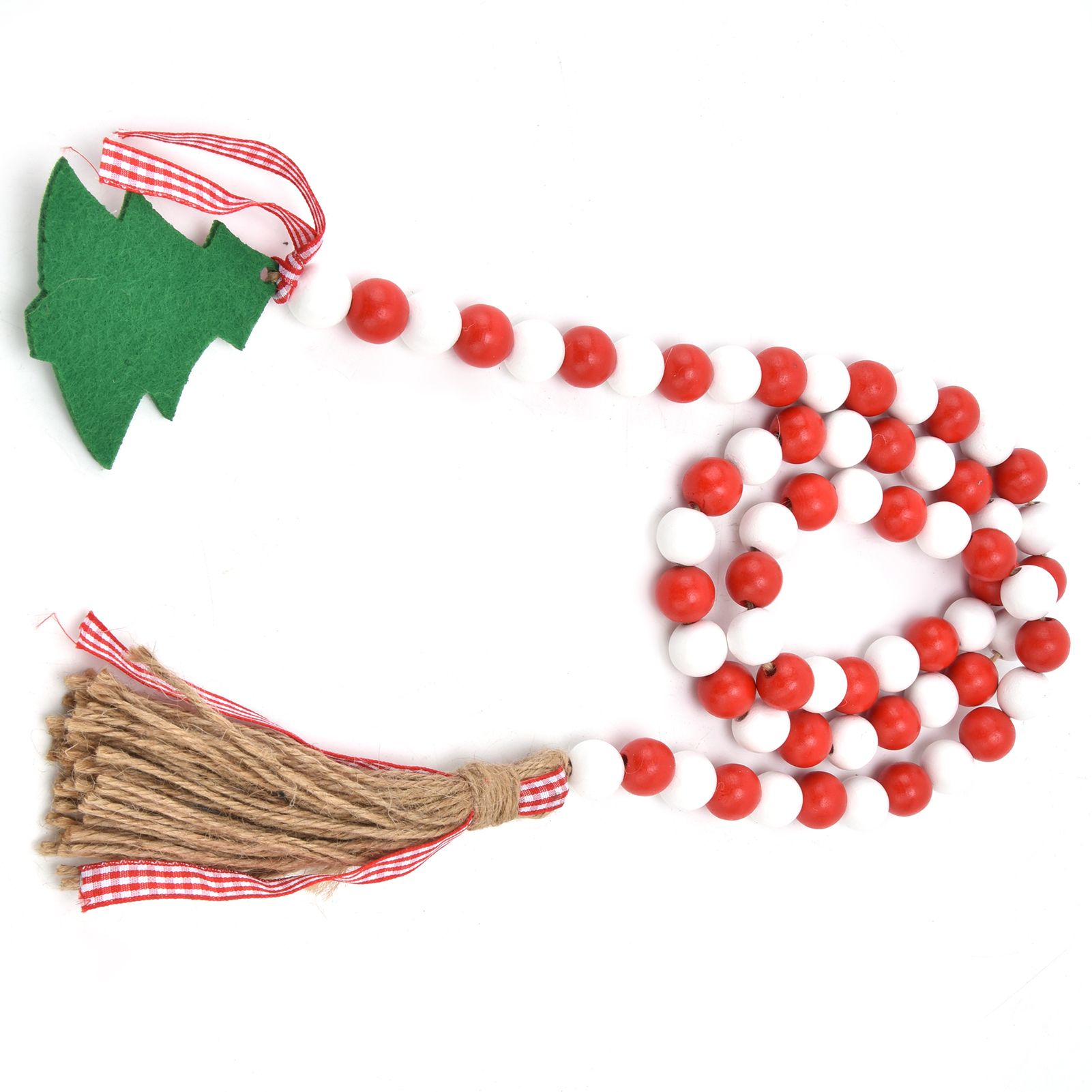 Wood Bead Garland Christmas Tree Tassel Wooden Bead Ornaments for Home view 6