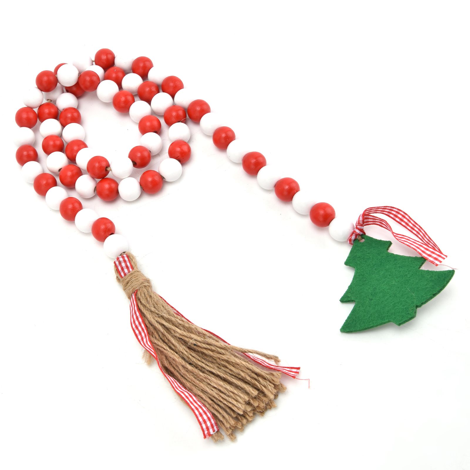 Wood Bead Garland Christmas Tree Tassel Wooden Bead Ornaments for Home view 7