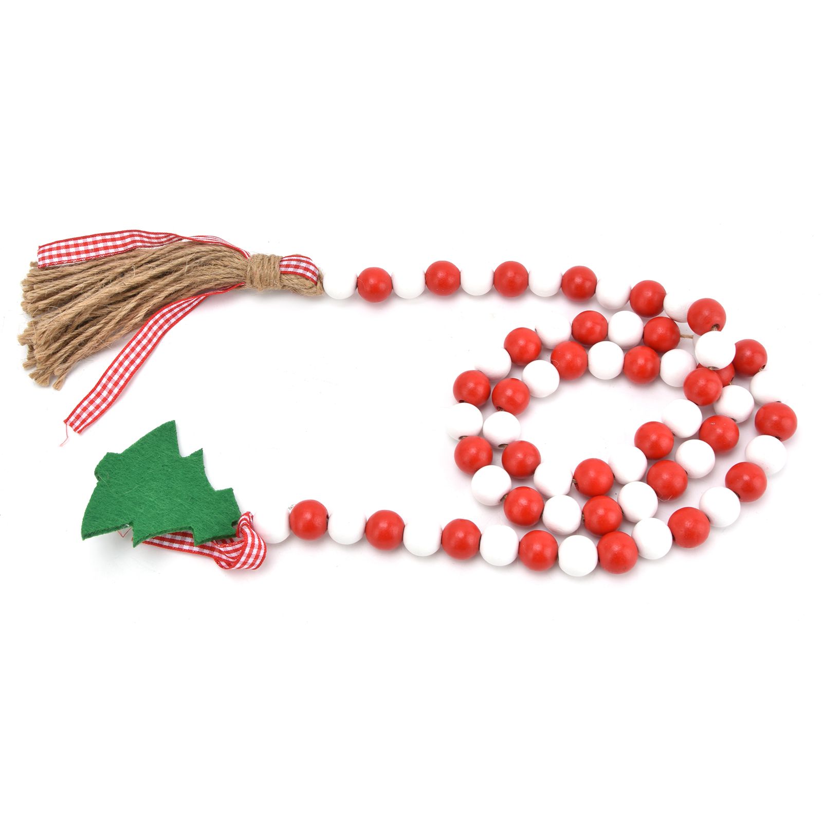 Wood Bead Garland Christmas Tree Tassel Wooden Bead Ornaments for Home view 8