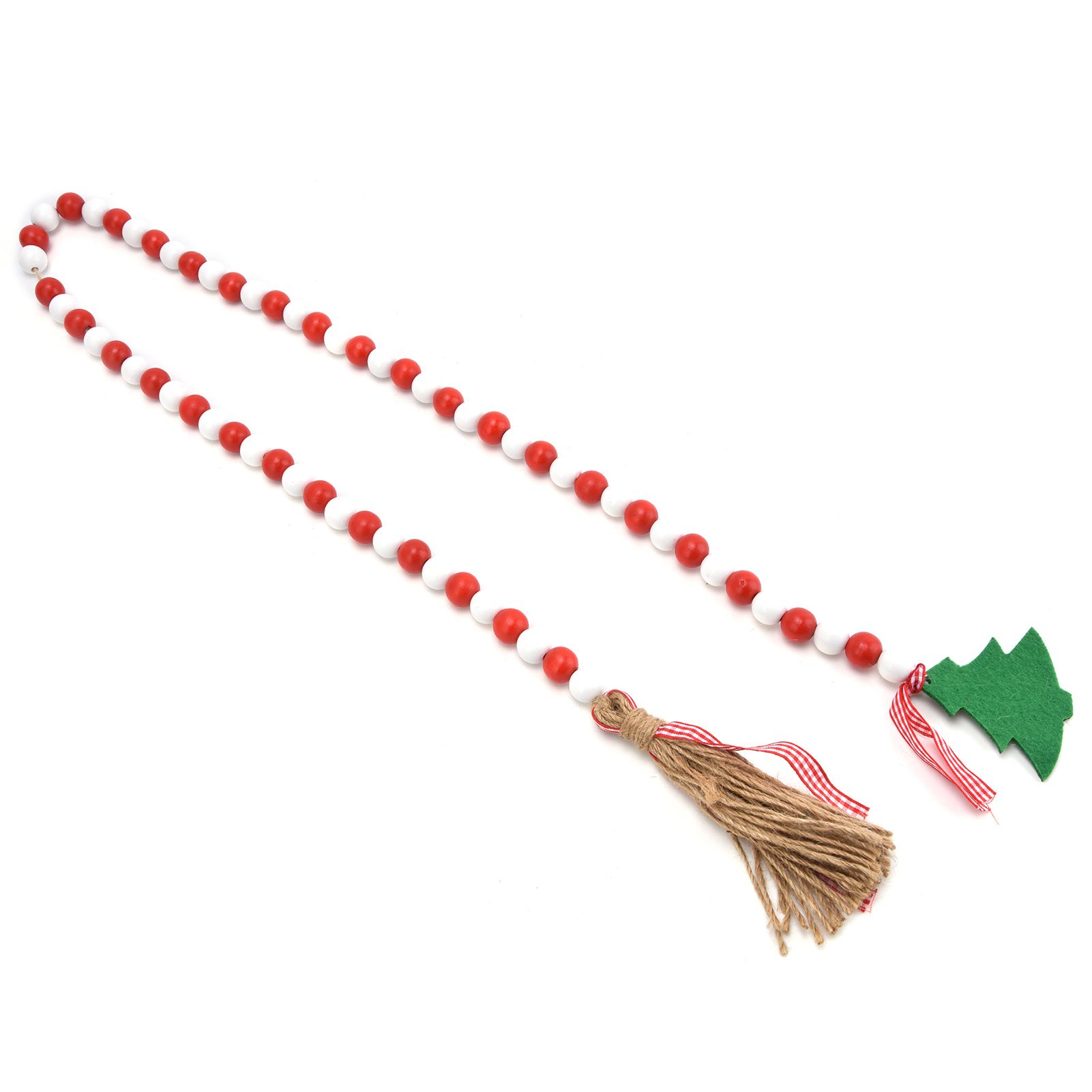 Wood Bead Garland Christmas Tree Tassel Wooden Bead Ornaments for Home view 9