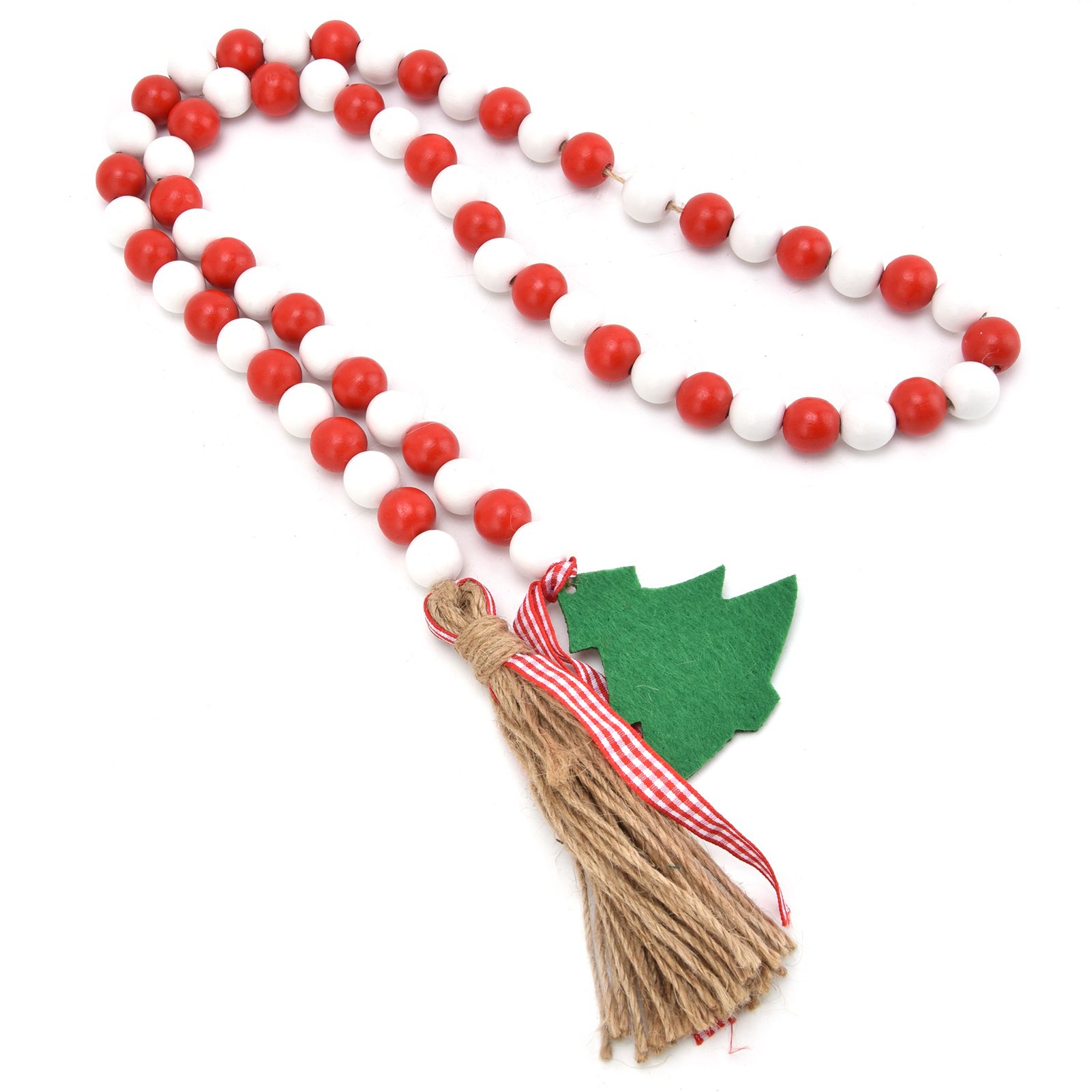 Wood Bead Garland Christmas Tree Tassel Wooden Bead Ornaments for Home view 10