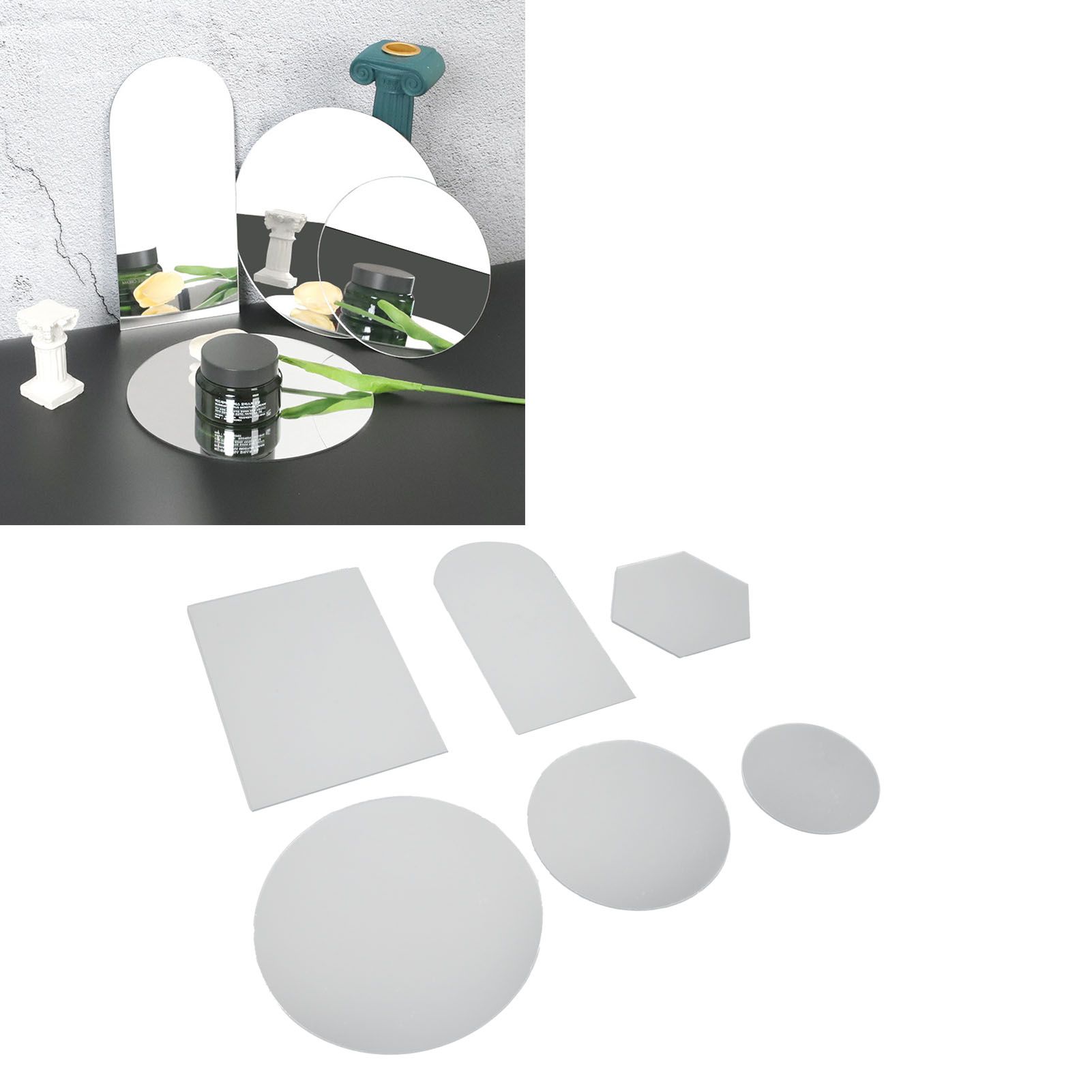 6Pcs Special Shape Mirror Wall Sticker Acrylic Decorative Background Wall view 11