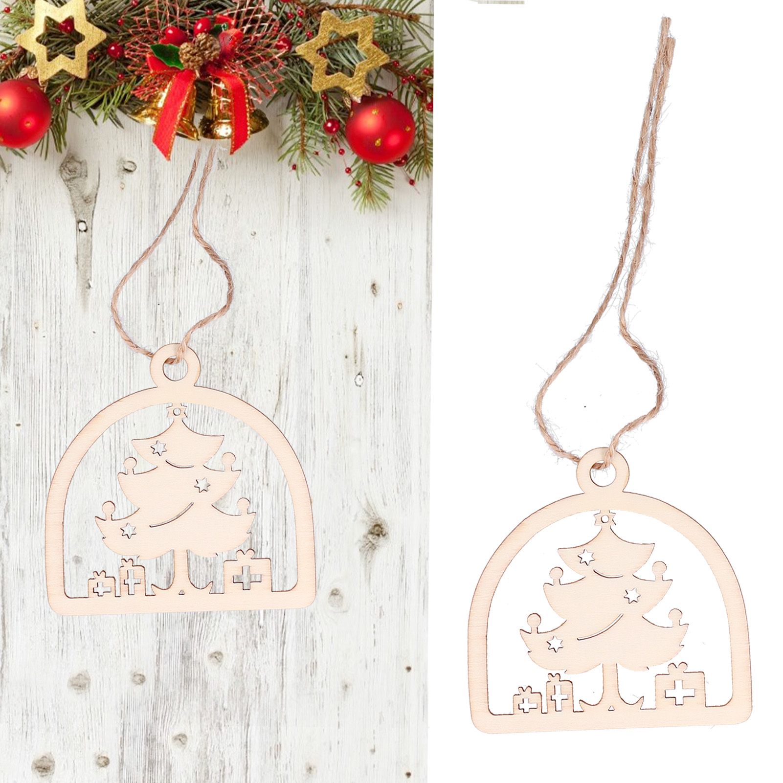 2Set Boxwood Hollow Tree Hanging Ornaments Small Decorative Handcraft for view 11
