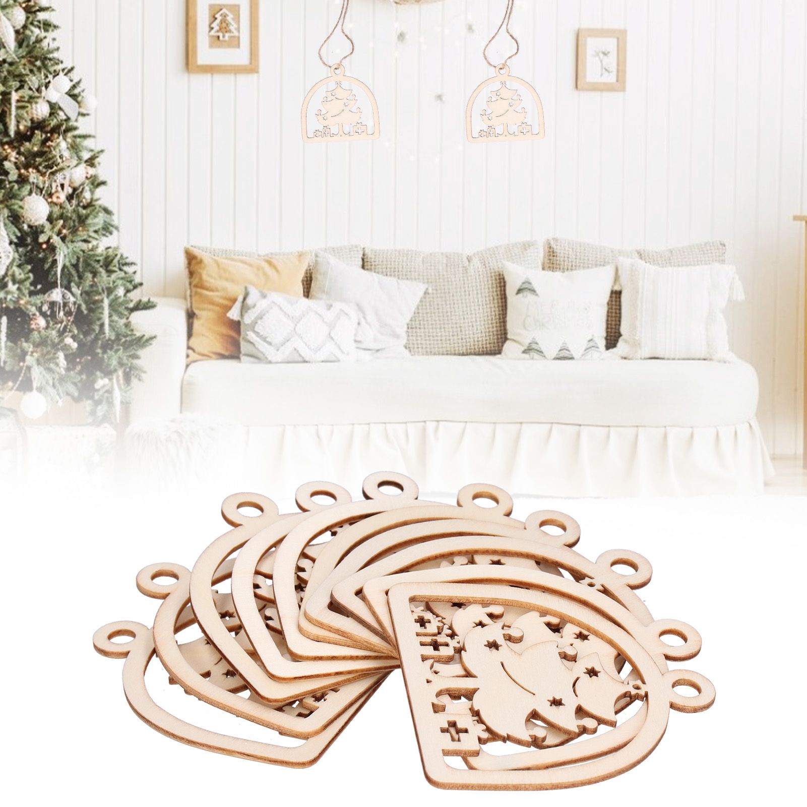 2Set Boxwood Hollow Tree Hanging Ornaments Small Decorative Handcraft for view 12