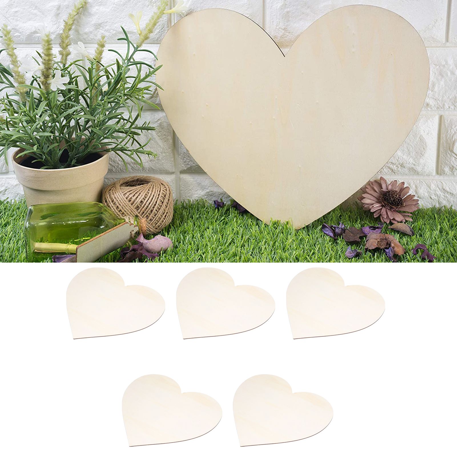 5PCS Christmas Woden Heart DIY Wooden Heart Slice Children Hand Drawn Craft view 11