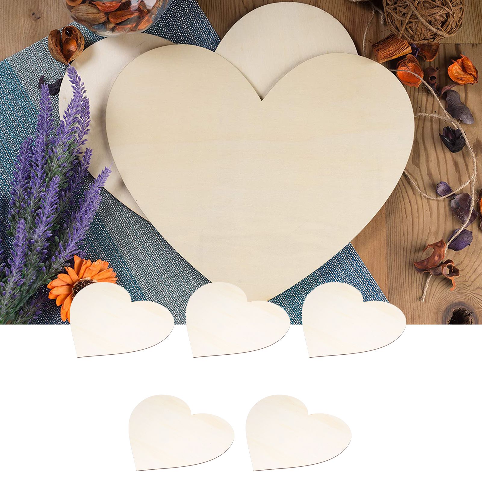 5PCS Christmas Woden Heart DIY Wooden Heart Slice Children Hand Drawn Craft view 12
