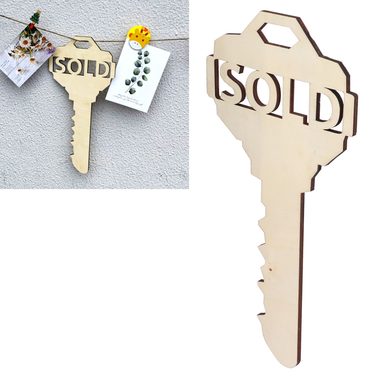 Chinese Style Wooden Key Shaped Pendant DIY Photo Props Window Decorations for view 11