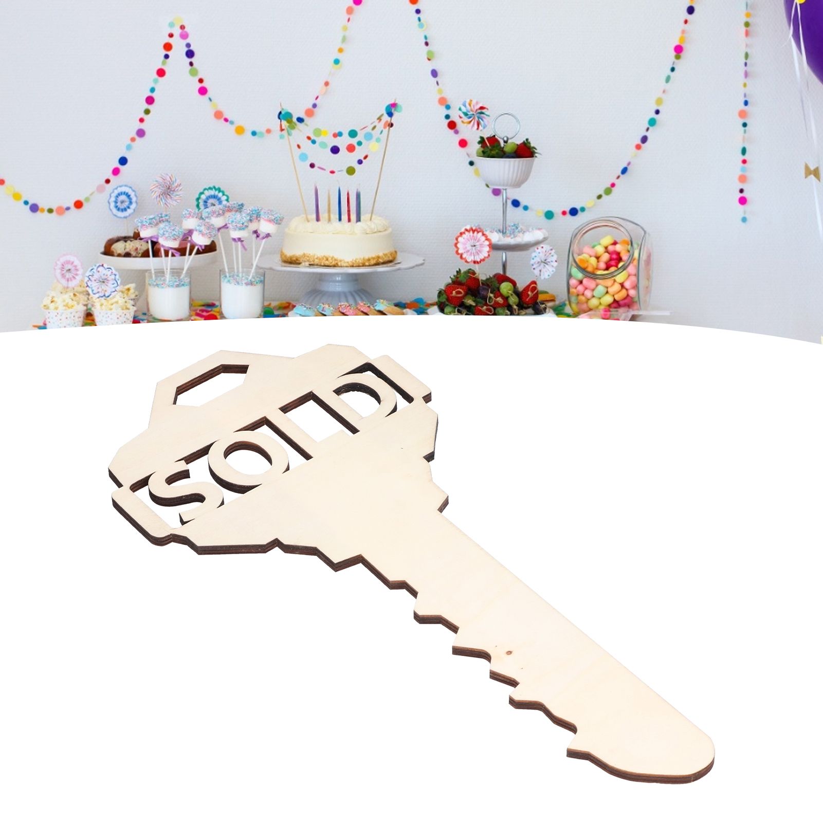 Chinese Style Wooden Key Shaped Pendant DIY Photo Props Window Decorations for view 12