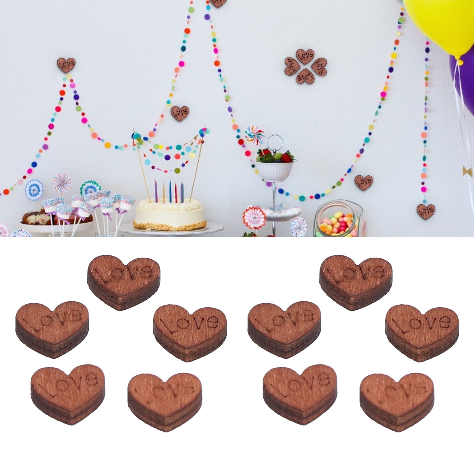 100Pcs/Bag Wooden Heart Decoration Innovative Hand Made DIY Handcraft for Home view 11