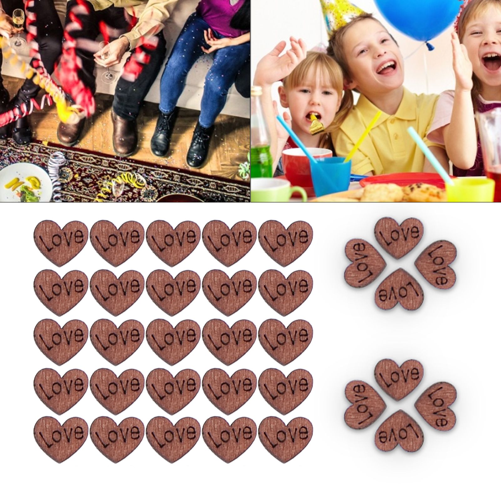 100Pcs/Bag Wooden Heart Decoration Innovative Hand Made DIY Handcraft for Home view 12