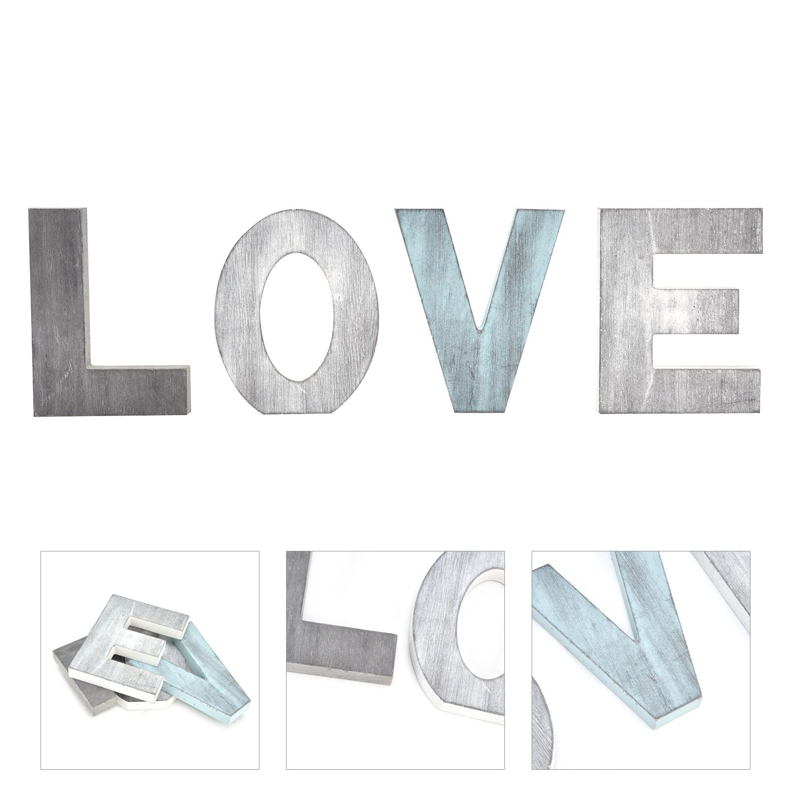 4pcs Wood Block Cutout Letters Sturdy Vintage Rustic Kitchen Decoration Wall view 10