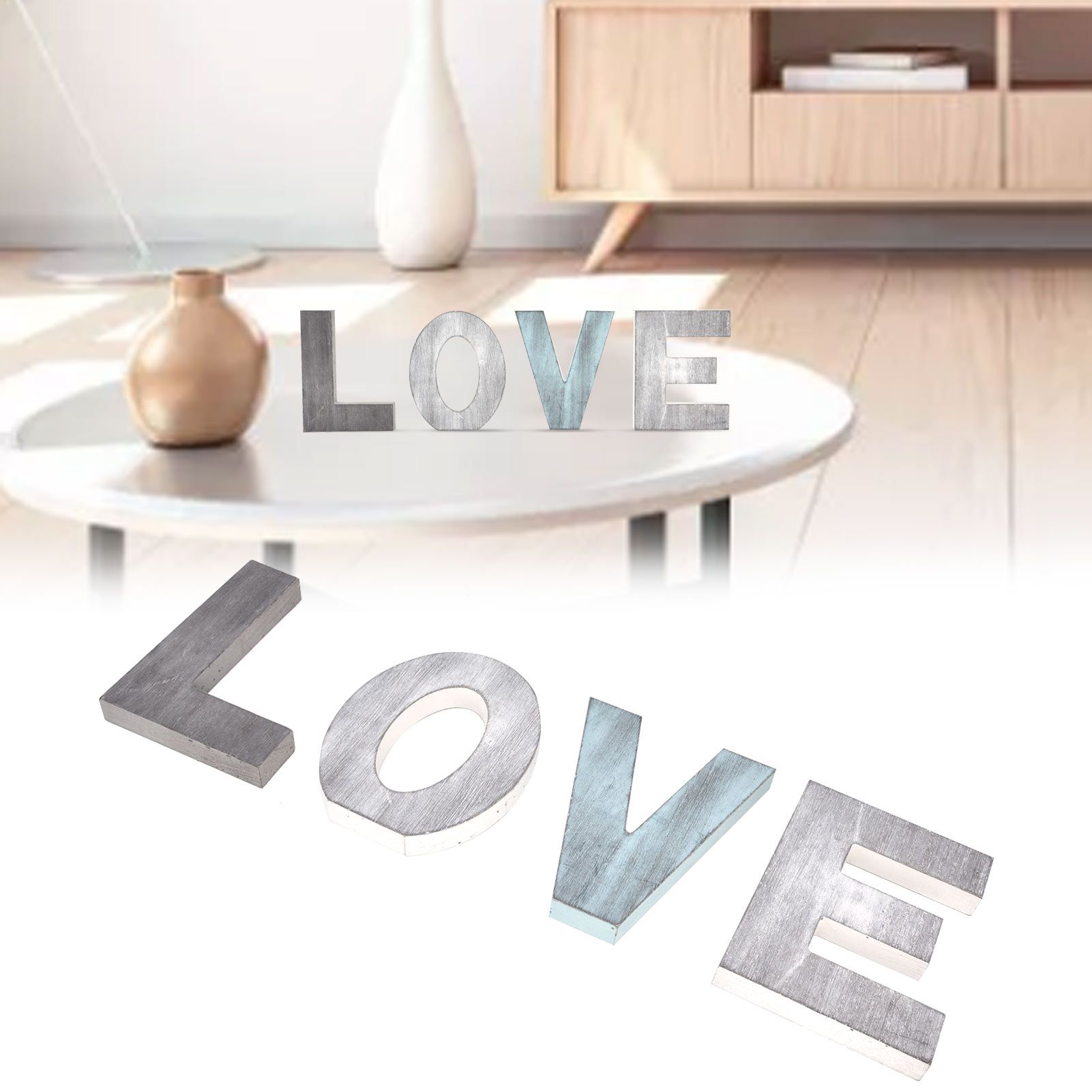 4pcs Wood Block Cutout Letters Sturdy Vintage Rustic Kitchen Decoration Wall view 12
